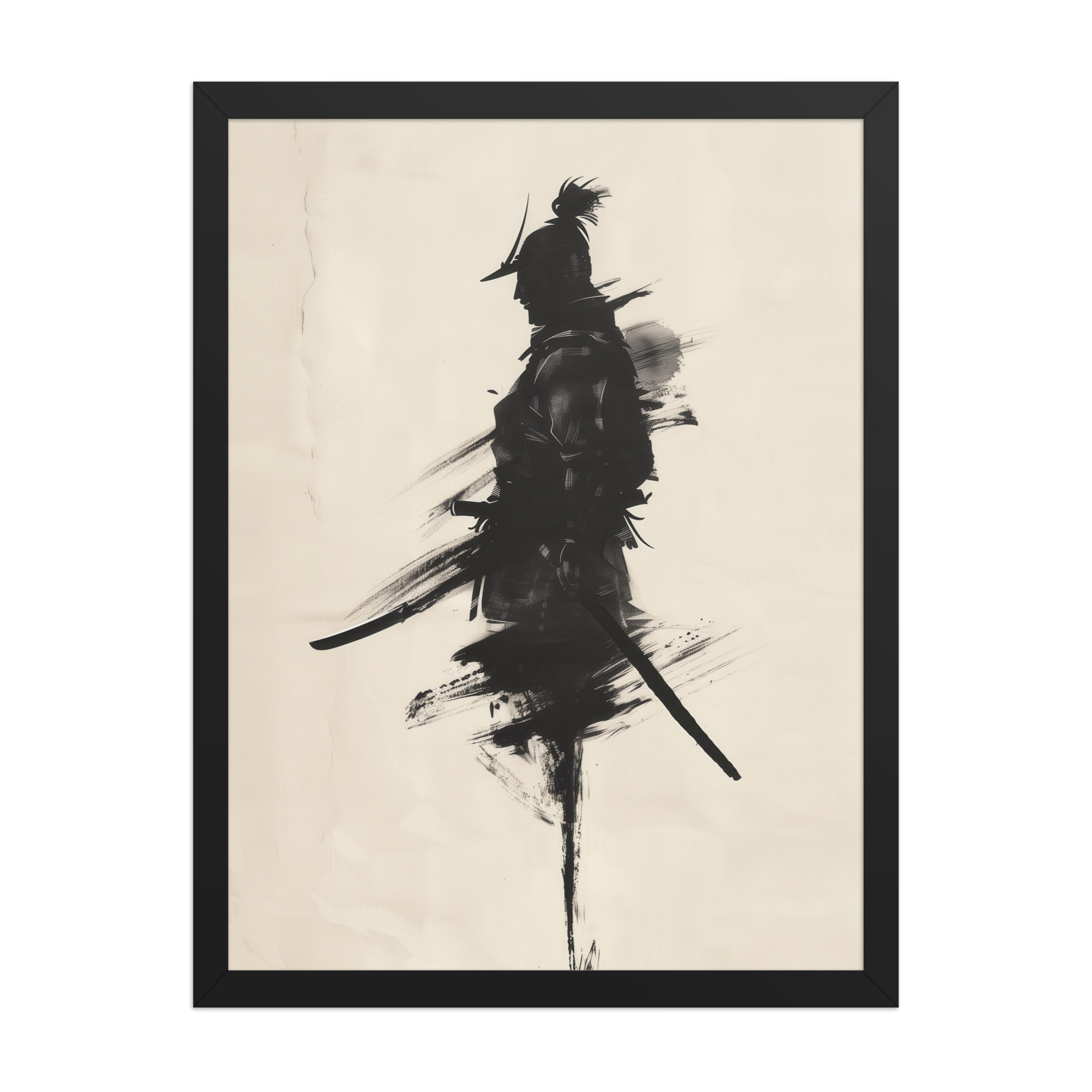 enhanced-matte-paper-framed-poster-in-black-18x24-front-68fa17035281a.jpg Shadowed Warrior – Sumi-e Silhouette of a Lone Samurai Wall Decor – Framed Poster - Image 7