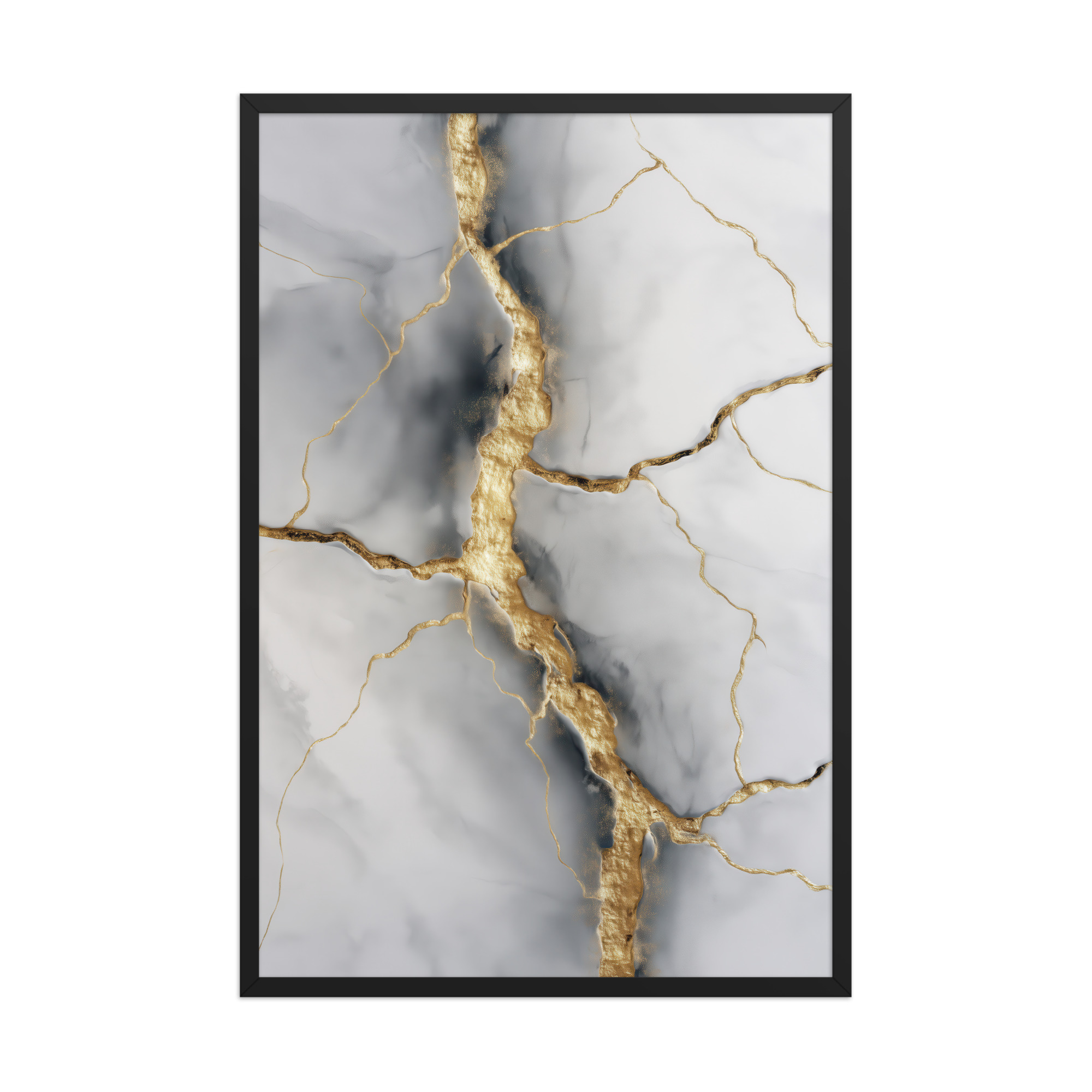 enhanced-matte-paper-framed-poster-in-black-24x36-front-68f88a4fd3fda.jpg Kintsugi Cracks I — Marble Abstract with Gold Veining Wall Art — Framed Poster - Image 4