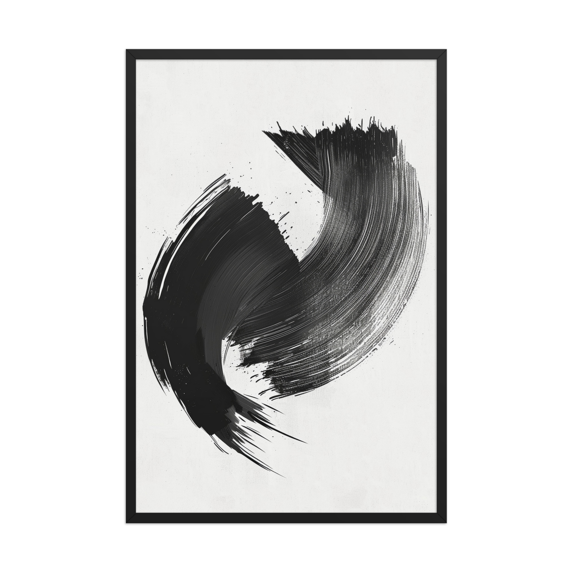 enhanced-matte-paper-framed-poster-in-black-24x36-front-68f88ea6d39bd.jpg Brushstroke Swirl — Zen Sumi-e Ink Abstract Wall Decor — Framed Poster - Image 6