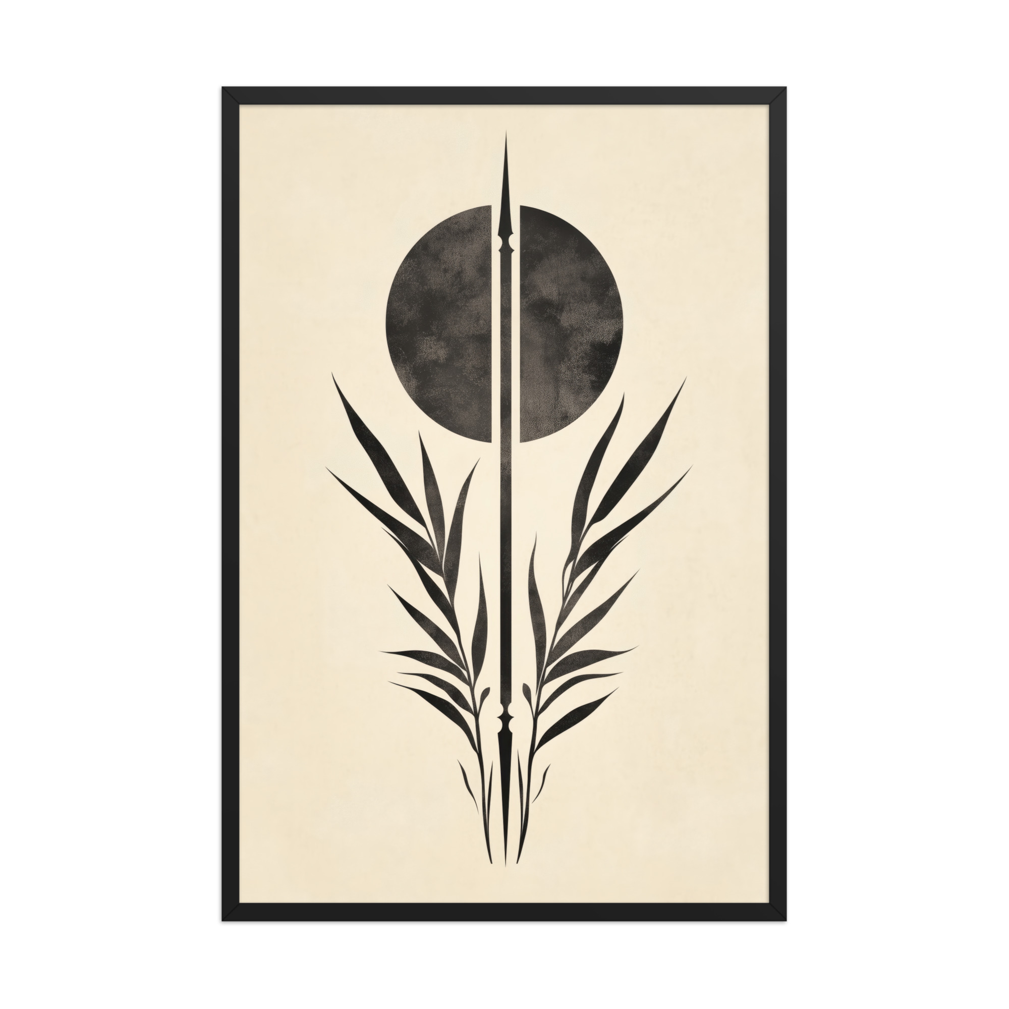 enhanced-matte-paper-framed-poster-in-black-24x36-front-68f89857c76f9.jpg Zen Botanical Emblem — Minimal Botanical Ink Wall Art — Framed Poster - Image 6