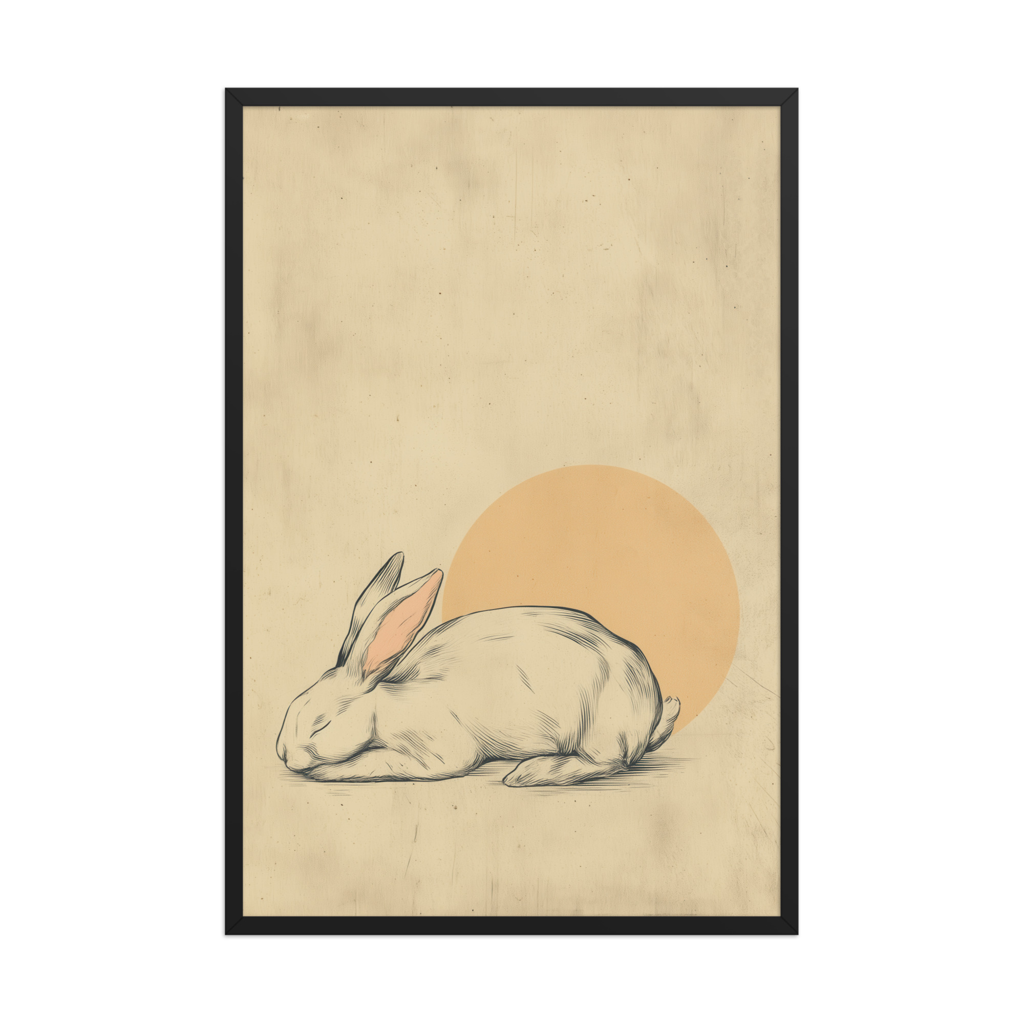 enhanced-matte-paper-framed-poster-in-black-24x36-front-68f8a80eda461.jpg Zen Rabbit — Minimalist Rabbit with Rising Sun Wall Decor — Framed Poster - Image 6