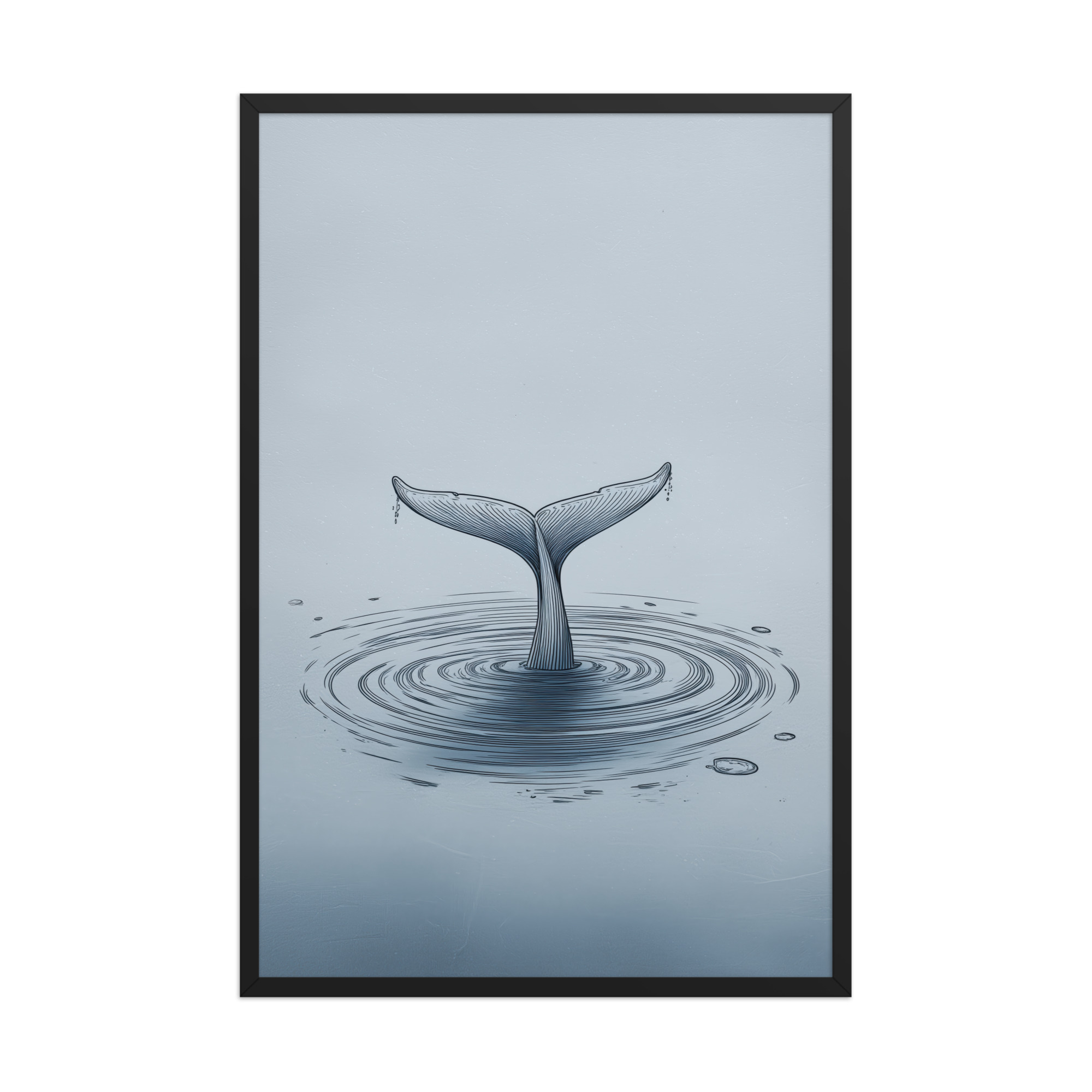 enhanced-matte-paper-framed-poster-in-black-24x36-front-68f8b841e1987.jpg Ripple Beneath – Whale Tail Surfacing Minimal Ocean Wall Art in Cool Blues — Framed Poster - Image 8