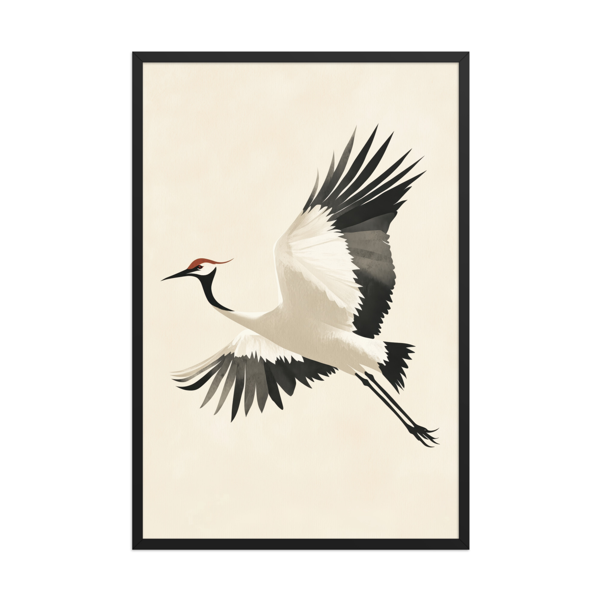 enhanced-matte-paper-framed-poster-in-black-24x36-front-68f90047c9cbc.jpg Graceful Crane in Flight — Red-Crowned Flying Crane Wall Art — Framed Poster - Image 8