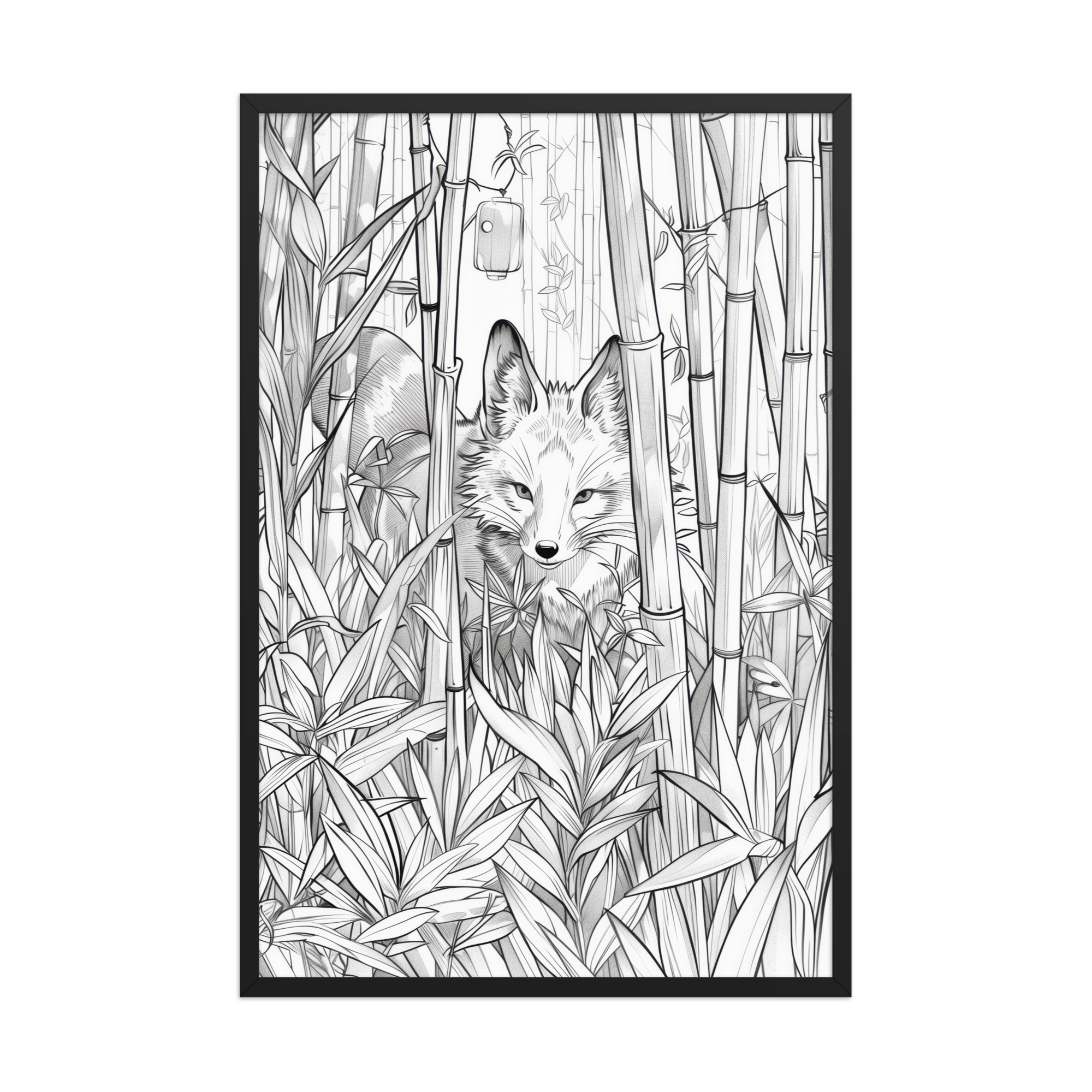 enhanced-matte-paper-framed-poster-in-black-24x36-front-68f903bc15a01.jpg Fox Spirit in Bamboo Forest — Fox Among Bamboo Wall Decor — Framed Poster - Image 8