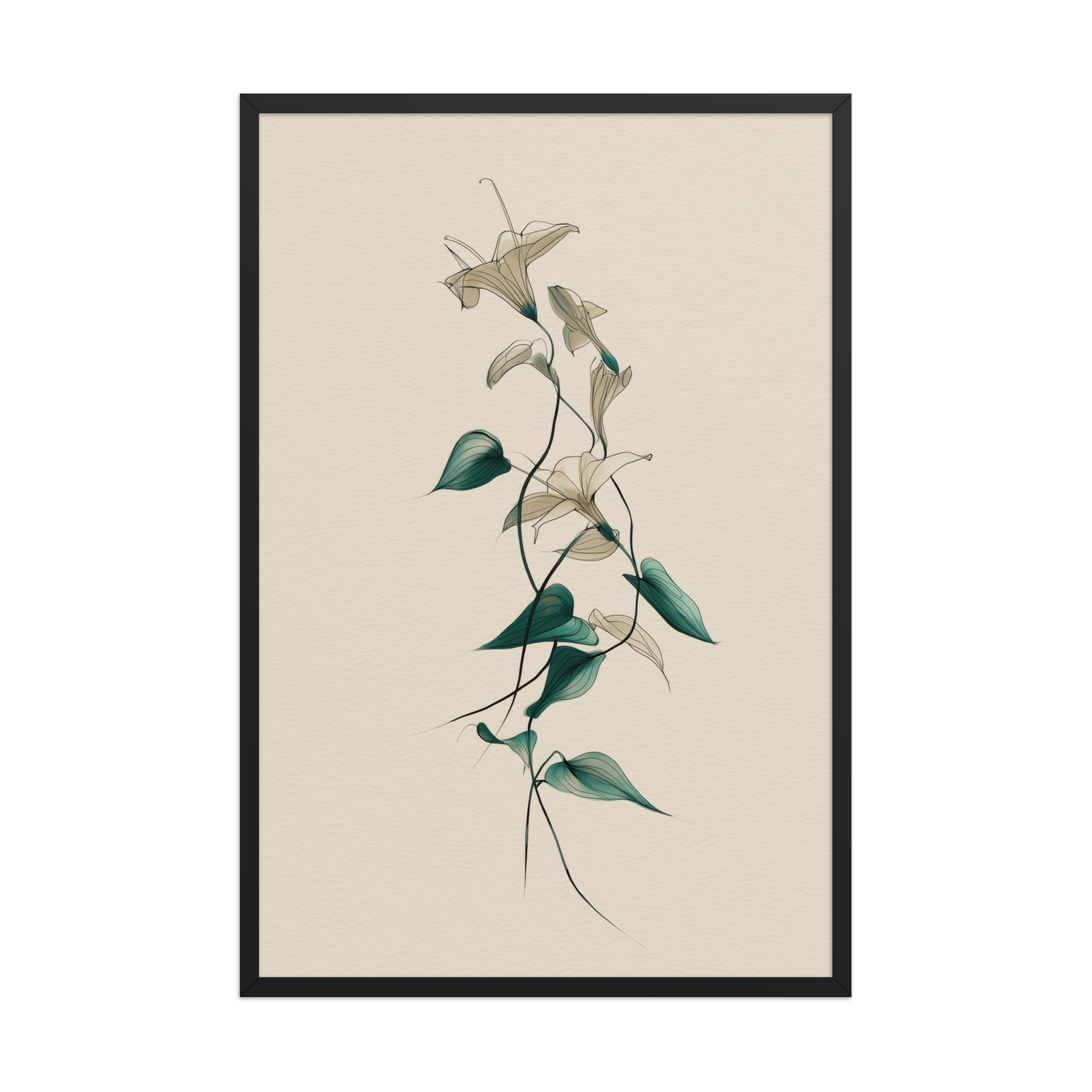 enhanced-matte-paper-framed-poster-in-black-24x36-front-68f91e0a47fff.jpg Lily Flow — Japandi Floral Line-Art Decor Lilies — Framed Poster - Image 8