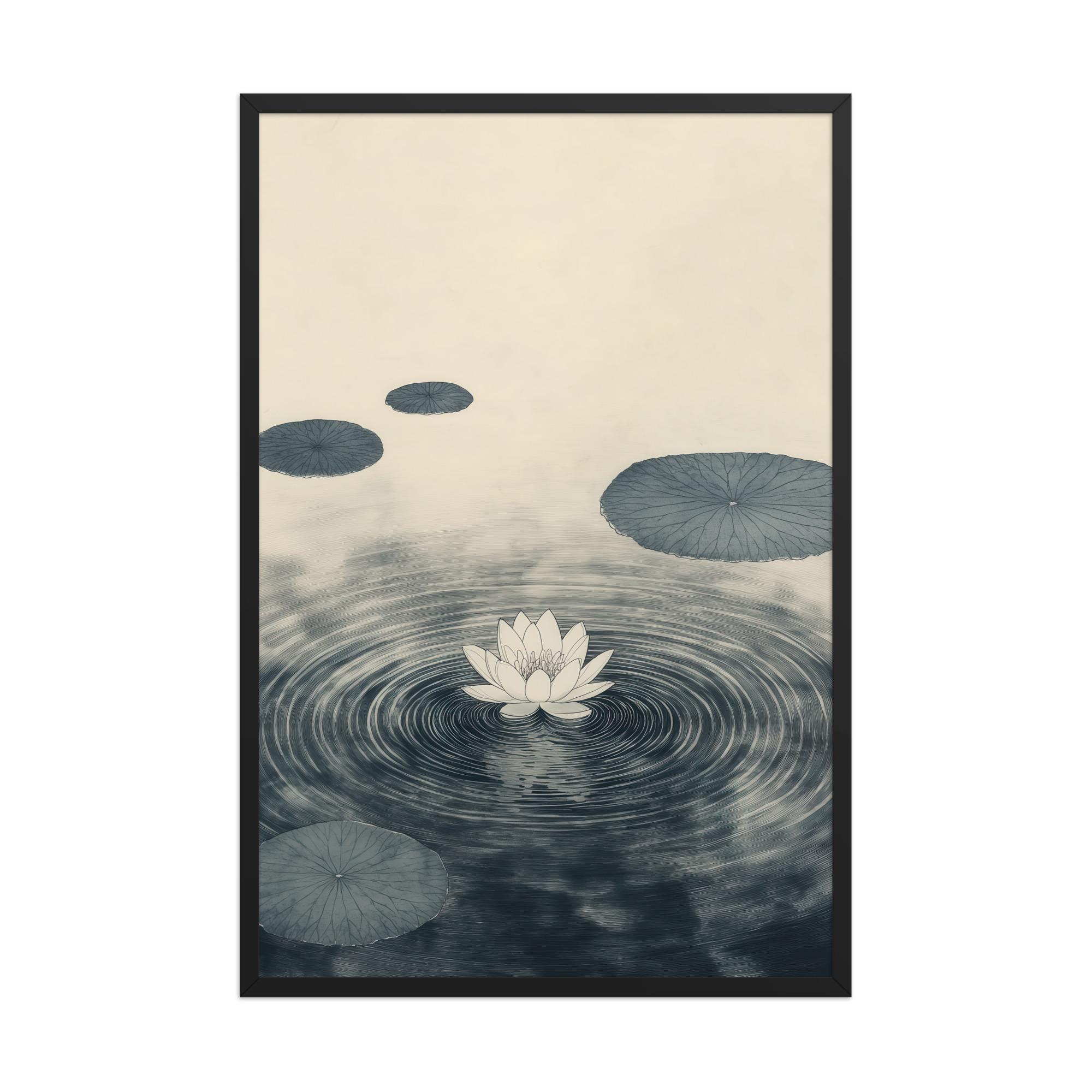 enhanced-matte-paper-framed-poster-in-black-24x36-front-68f9c52b79e9f.jpg Lotus Serenity — Calming Pond Ripples Wall Art — Framed Poster - Image 4