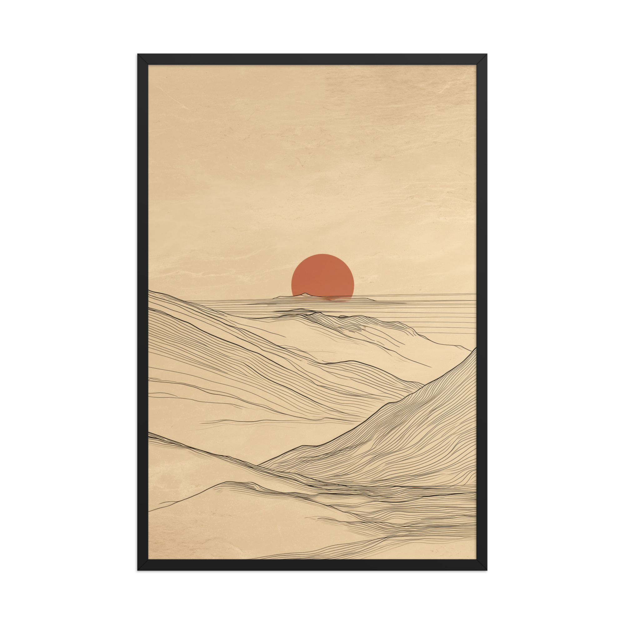 enhanced-matte-paper-framed-poster-in-black-24x36-front-68f9c56b9fcb0.jpg Desert Horizon — Japandi Desert Line Landscape Wall Art — Framed Poster - Image 6