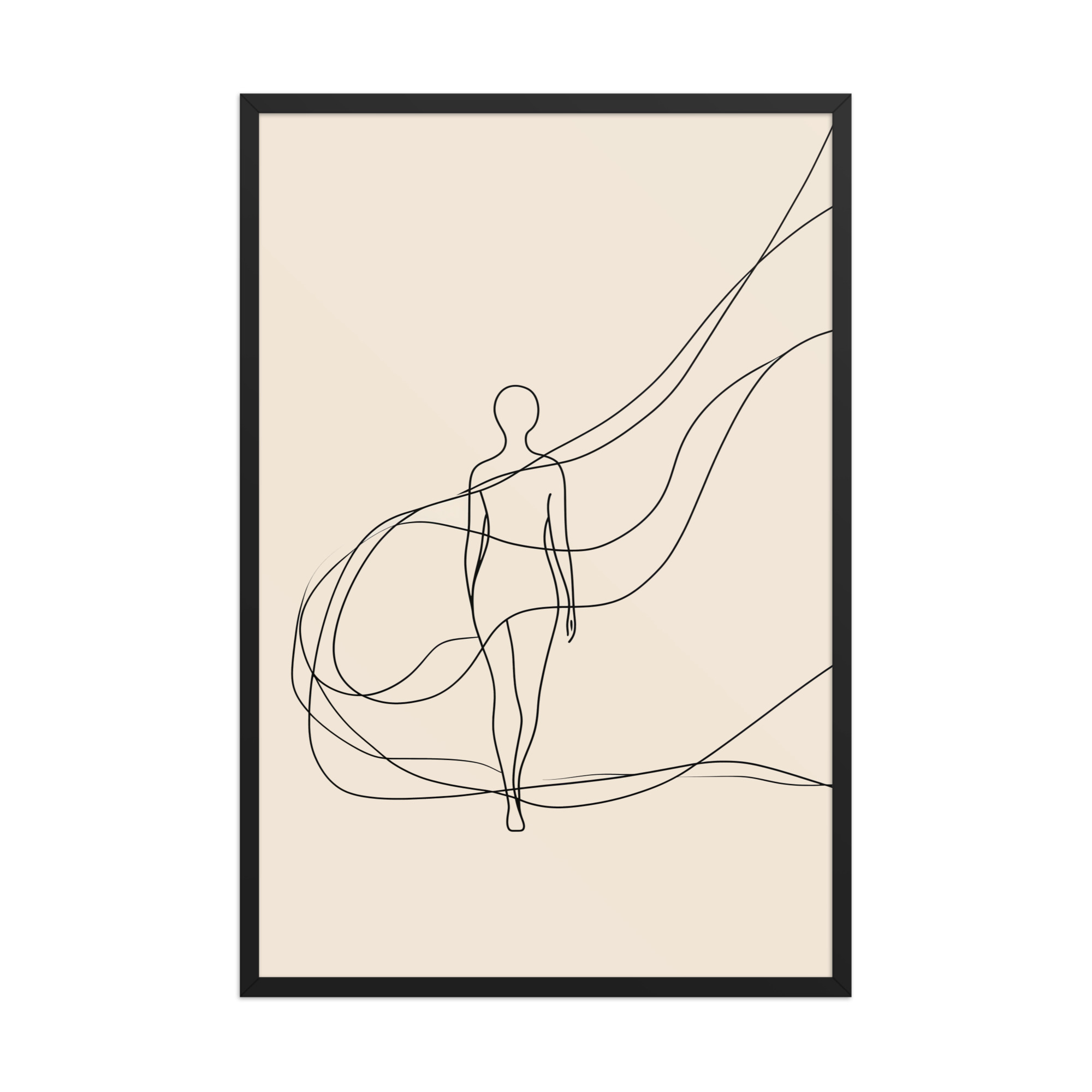 enhanced-matte-paper-framed-poster-in-black-24x36-front-68f9c6918a7fd.jpg Graceful Flow — Minimalist Single-Line Figure Wall Art — Framed Poster - Image 6