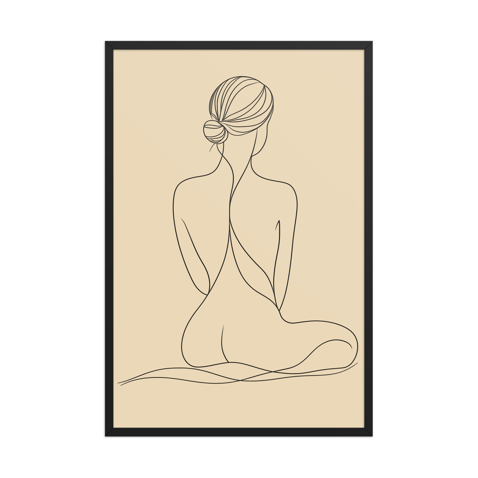 enhanced-matte-paper-framed-poster-in-black-24x36-front-68f9c8d4da785.jpg Seated Elegance On Knees — Minimalist Figure Line Wall Art — Framed Poster - Image 5