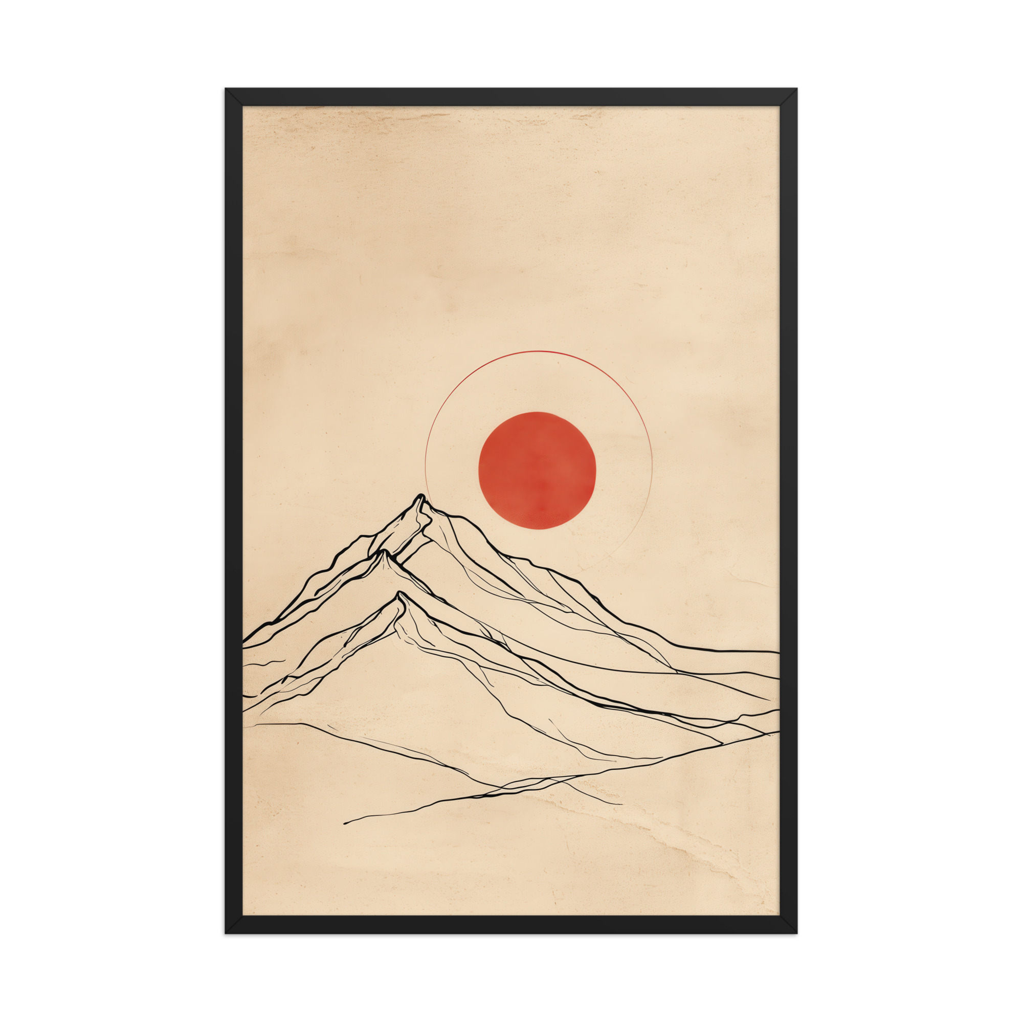 enhanced-matte-paper-framed-poster-in-black-24x36-front-68f9c98ca6347.jpg Eternal Sun — Minimal Mountain and Red Sun Wall Art — Framed Poster - Image 6