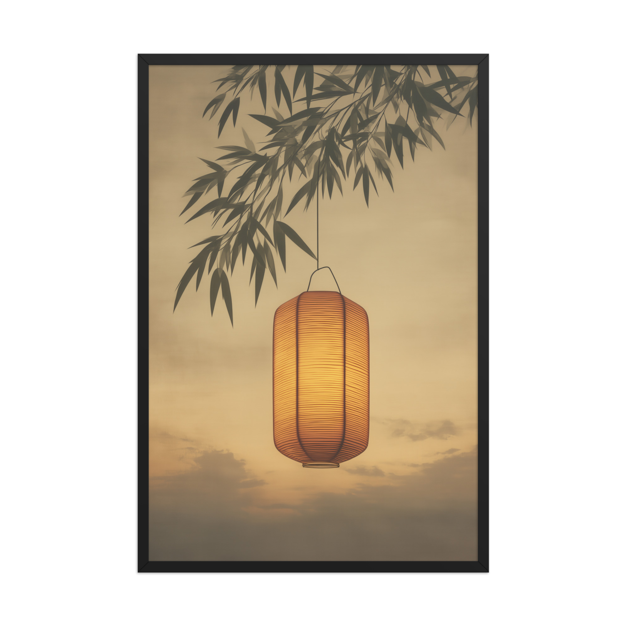enhanced-matte-paper-framed-poster-in-black-24x36-front-68f9cb4c47118.jpg Lantern Glow — Japanese Lantern Minimal Wall Decor — Framed Poster - Image 7