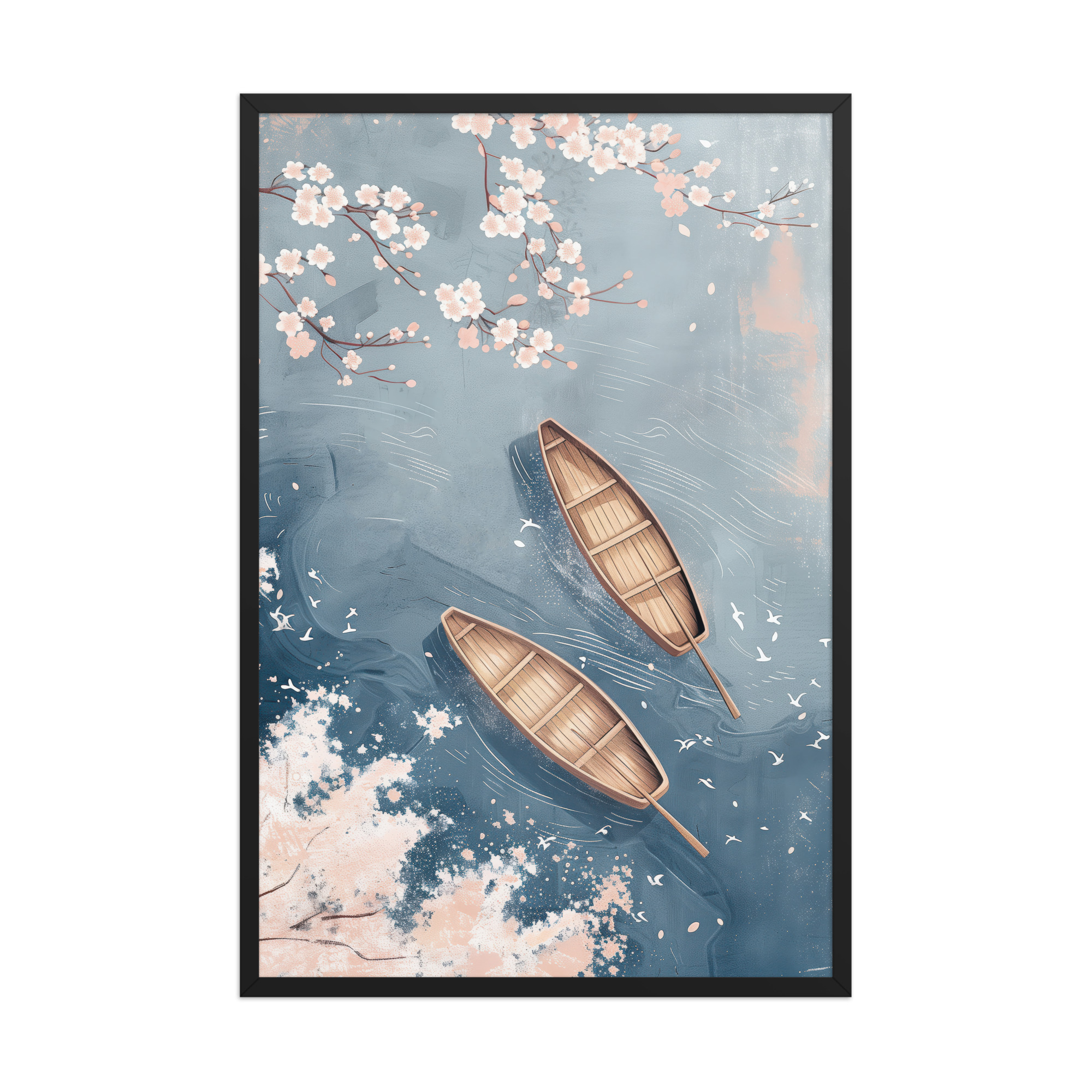 enhanced-matte-paper-framed-poster-in-black-24x36-front-68f9cb8acc74d.jpg Cherry Blossom Drifting — Sakura River Landscape Wall Art — Framed Poster - Image 6
