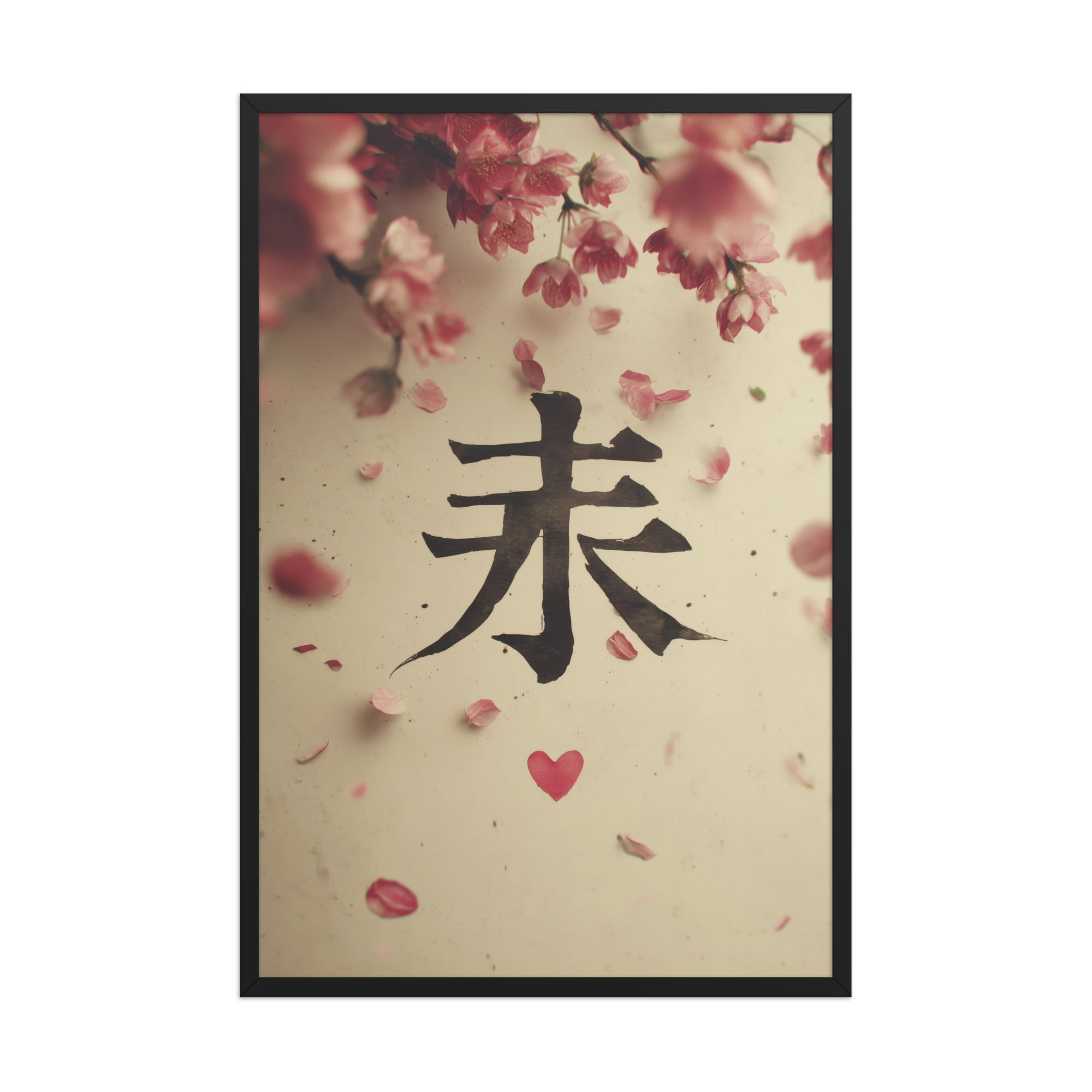enhanced-matte-paper-framed-poster-in-black-24x36-front-68f9d29a650bb.jpg Sakura Love — Cherry Blossom, Japanese Calligraphy Wall Decor — Framed Poster - Image 8