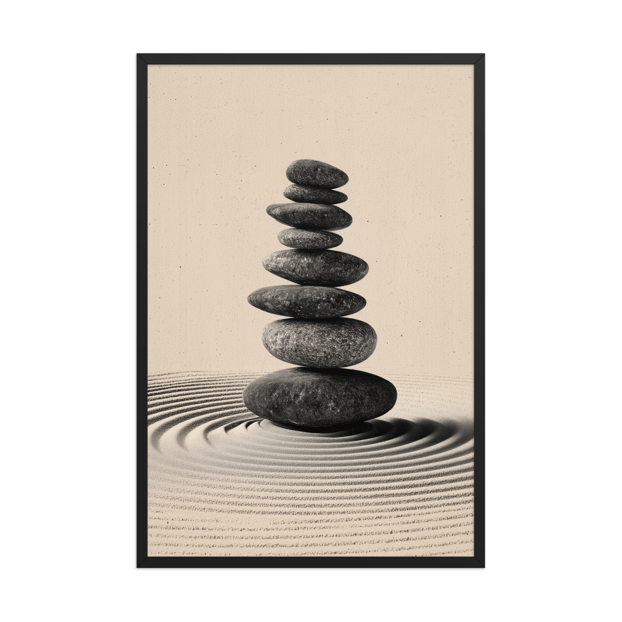 enhanced-matte-paper-framed-poster-in-black-24x36-front-68f9e460bffe6.jpg Balanced Stillness – Stacked Stones I Neutral Zen Stones Wall Art – Framed Poster - Image 8