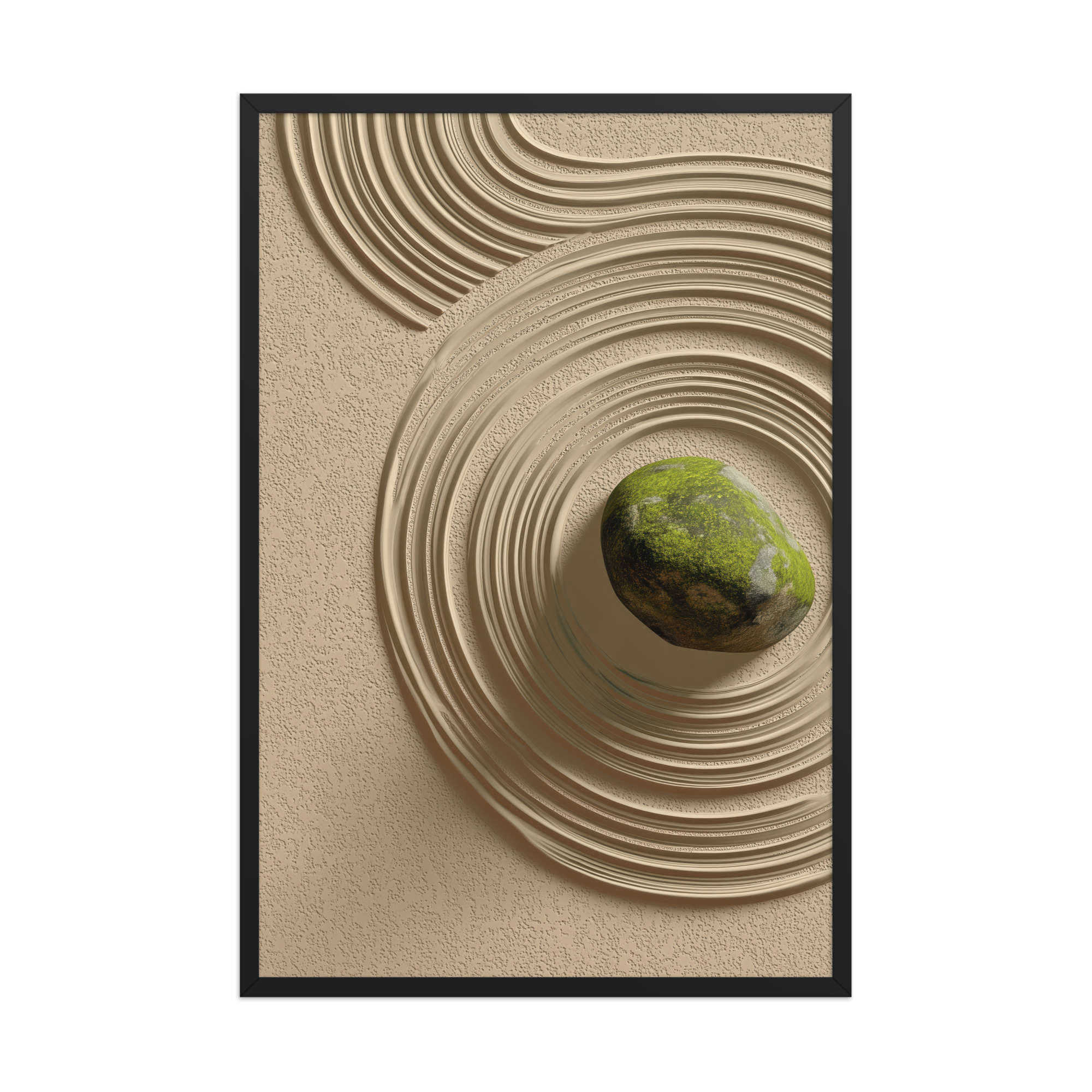enhanced-matte-paper-framed-poster-in-black-24x36-front-68f9e5b7c744f.jpg Zen Garden Harmony – Moss Stone I Minimal Wall Art – Framed Poster - Image 7