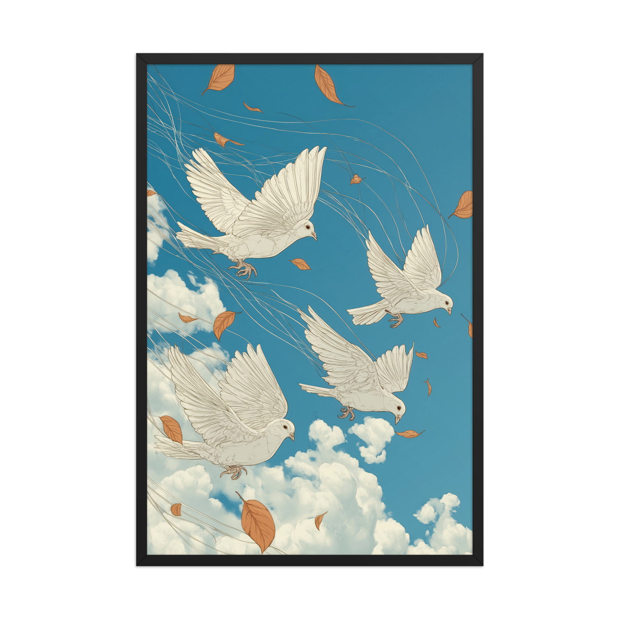 enhanced-matte-paper-framed-poster-in-black-24x36-front-68f9f7504e8f8.jpg White Doves in Wind (Hokusai) – Autumn Leaves in Flight Ukiyo-e Wall Decor – Framed Poster - Image 6