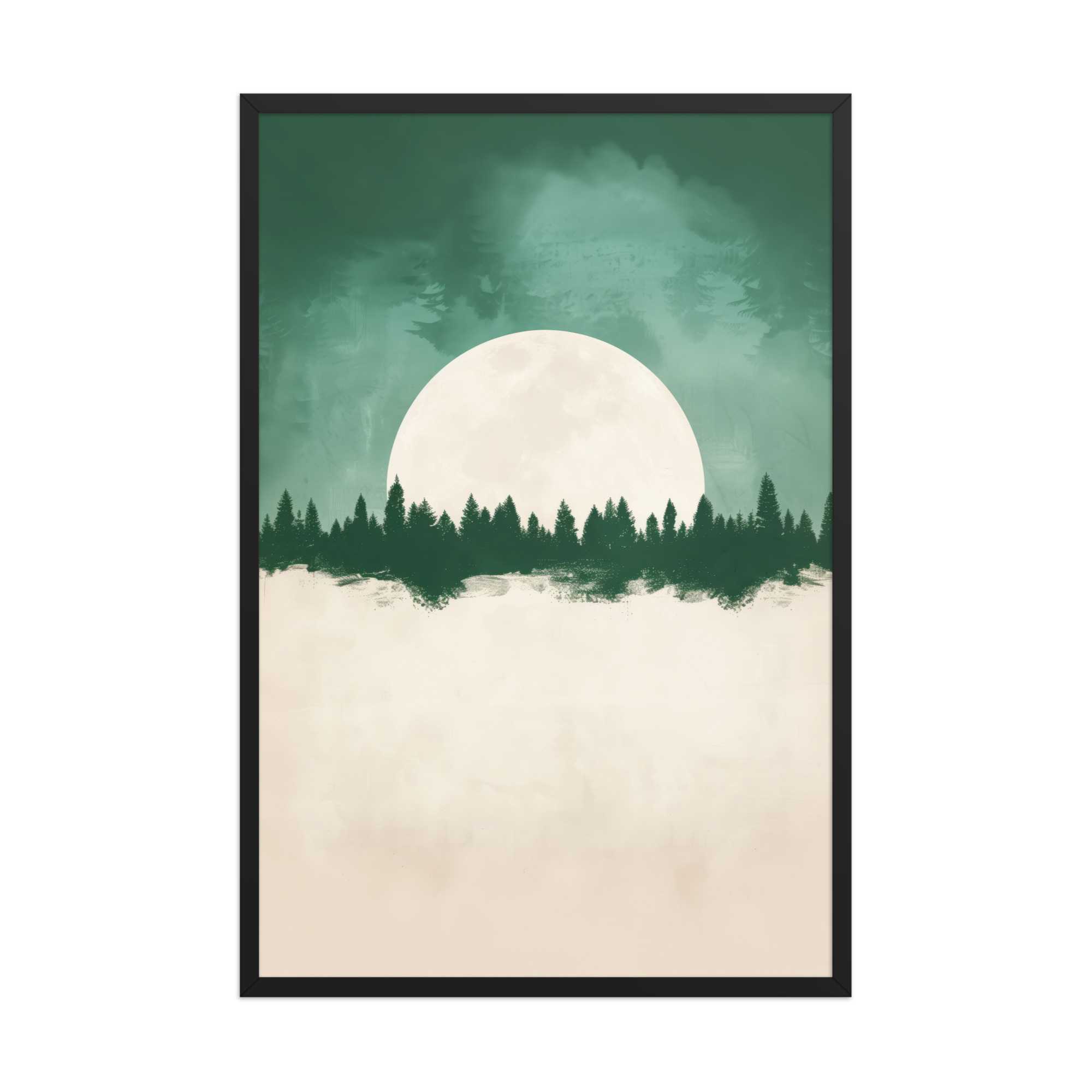 enhanced-matte-paper-framed-poster-in-black-24x36-front-68f9fe4f647cf.jpg Forest Glow Under a Full Moon — Minimal Landscape Wall Decor — Framed Poster - Image 7