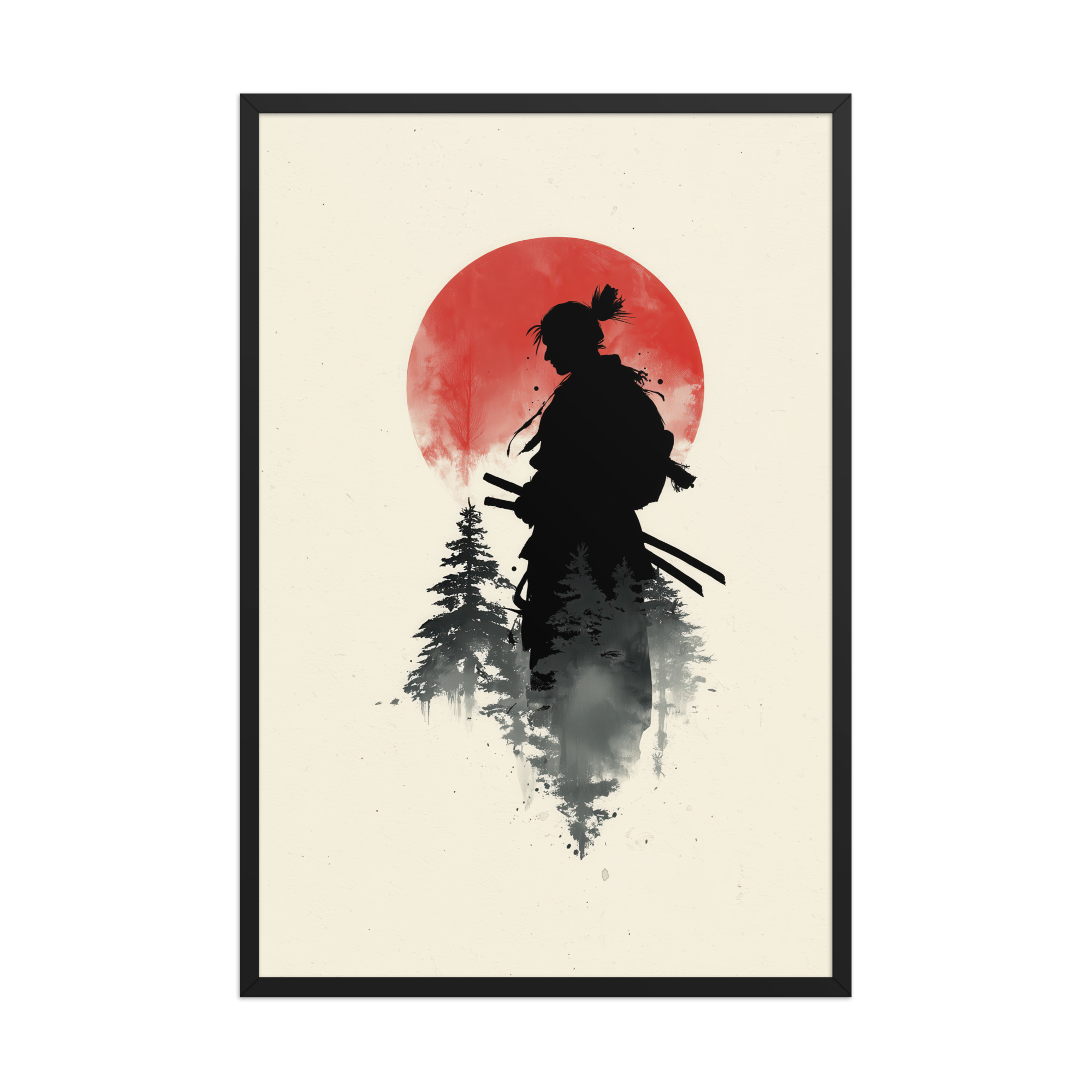 enhanced-matte-paper-framed-poster-in-black-24x36-front-68fa15d3591f3.jpg Silent Watch Samurai II – Minimalist Japandi Samurai Minimal Japanese Decor – Framed Poster - Image 8