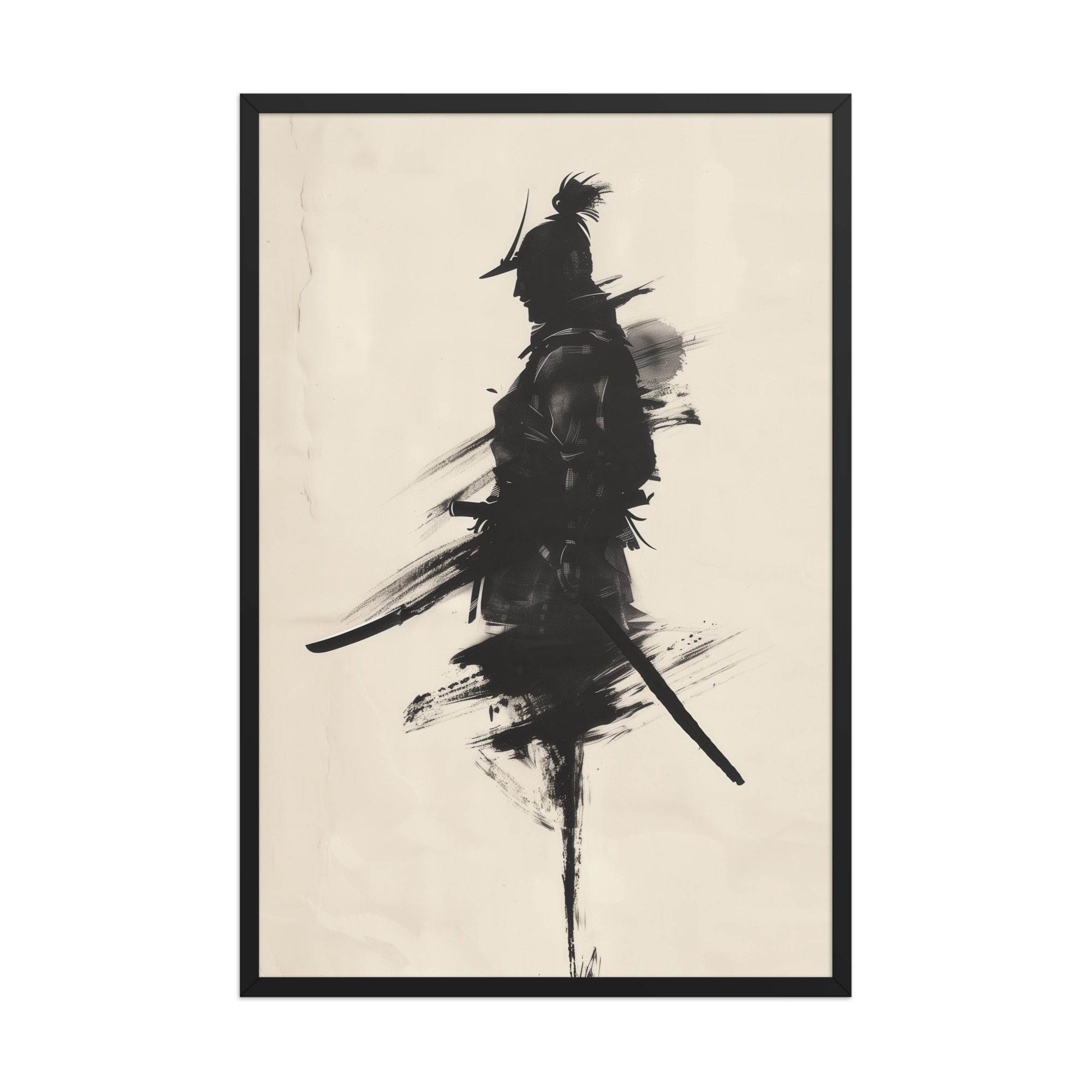 enhanced-matte-paper-framed-poster-in-black-24x36-front-68fa1703528ab.jpg Shadowed Warrior – Sumi-e Silhouette of a Lone Samurai Wall Decor – Framed Poster - Image 8