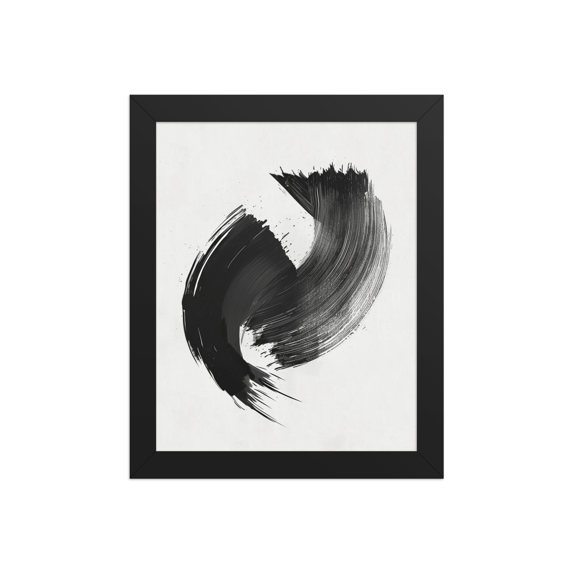 enhanced-matte-paper-framed-poster-in-black-8x10-front-68f88ea6d36f6.jpg Brushstroke Swirl — Zen Sumi-e Ink Abstract Wall Decor — Framed Poster - Image 2