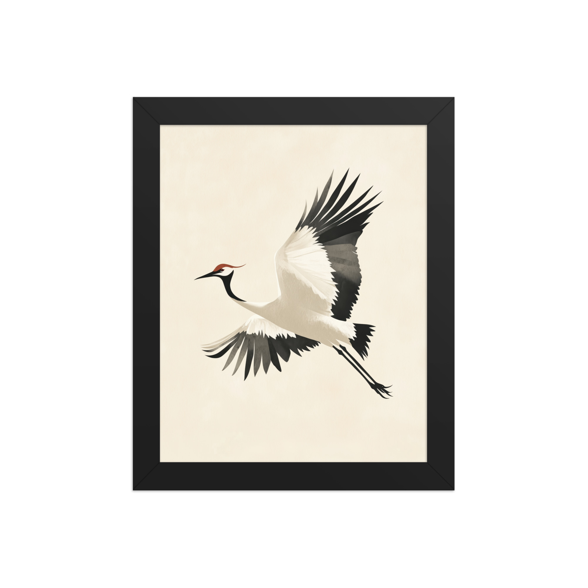 enhanced-matte-paper-framed-poster-in-black-8x10-front-68f90047c98fd.jpg Graceful Crane in Flight — Red-Crowned Flying Crane Wall Art — Framed Poster - Image 2
