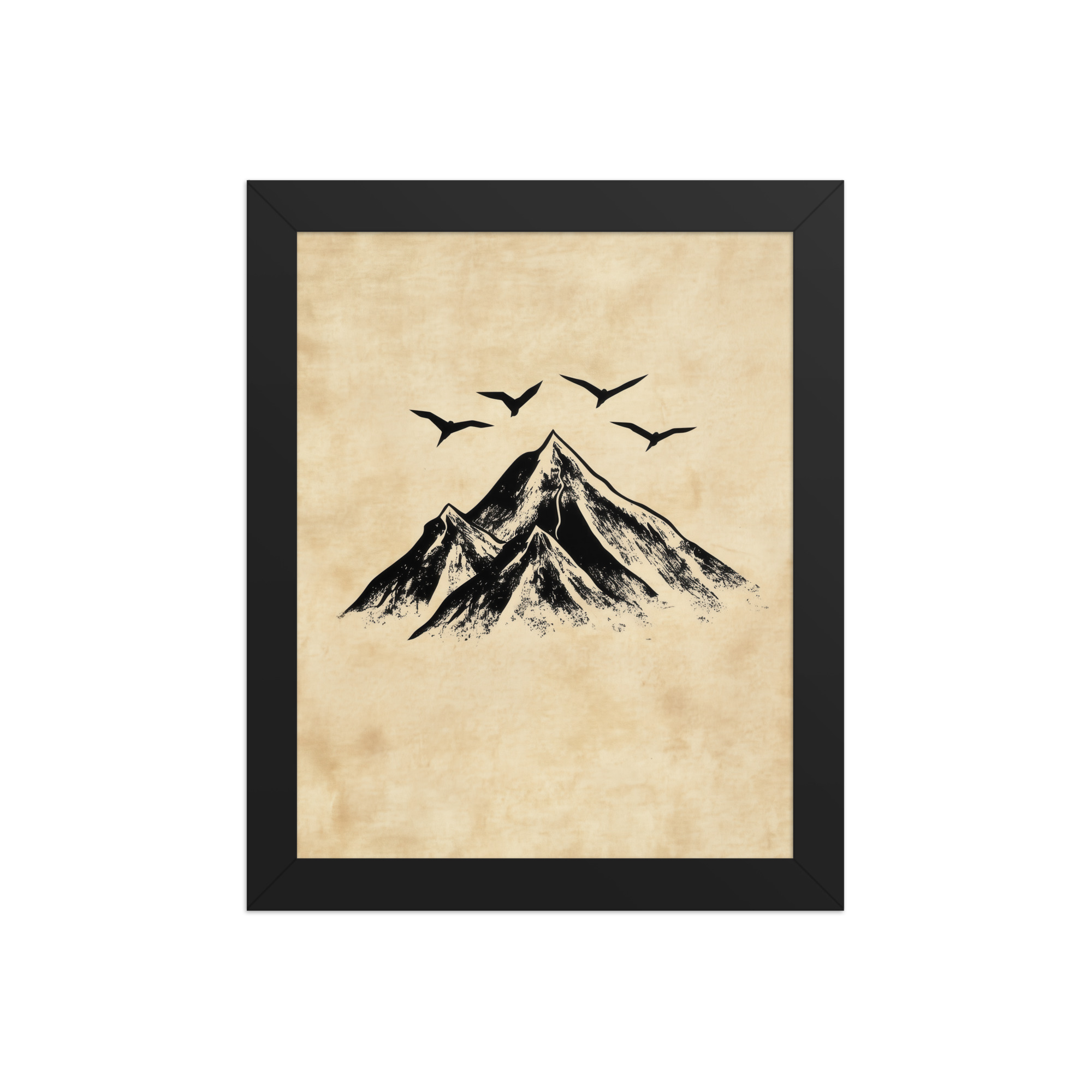 enhanced-matte-paper-framed-poster-in-black-8x10-front-68f91cab2c427.jpg Four Peaks in Ink — Mountain Landscape Wall Art — Framed Poster - Image 2