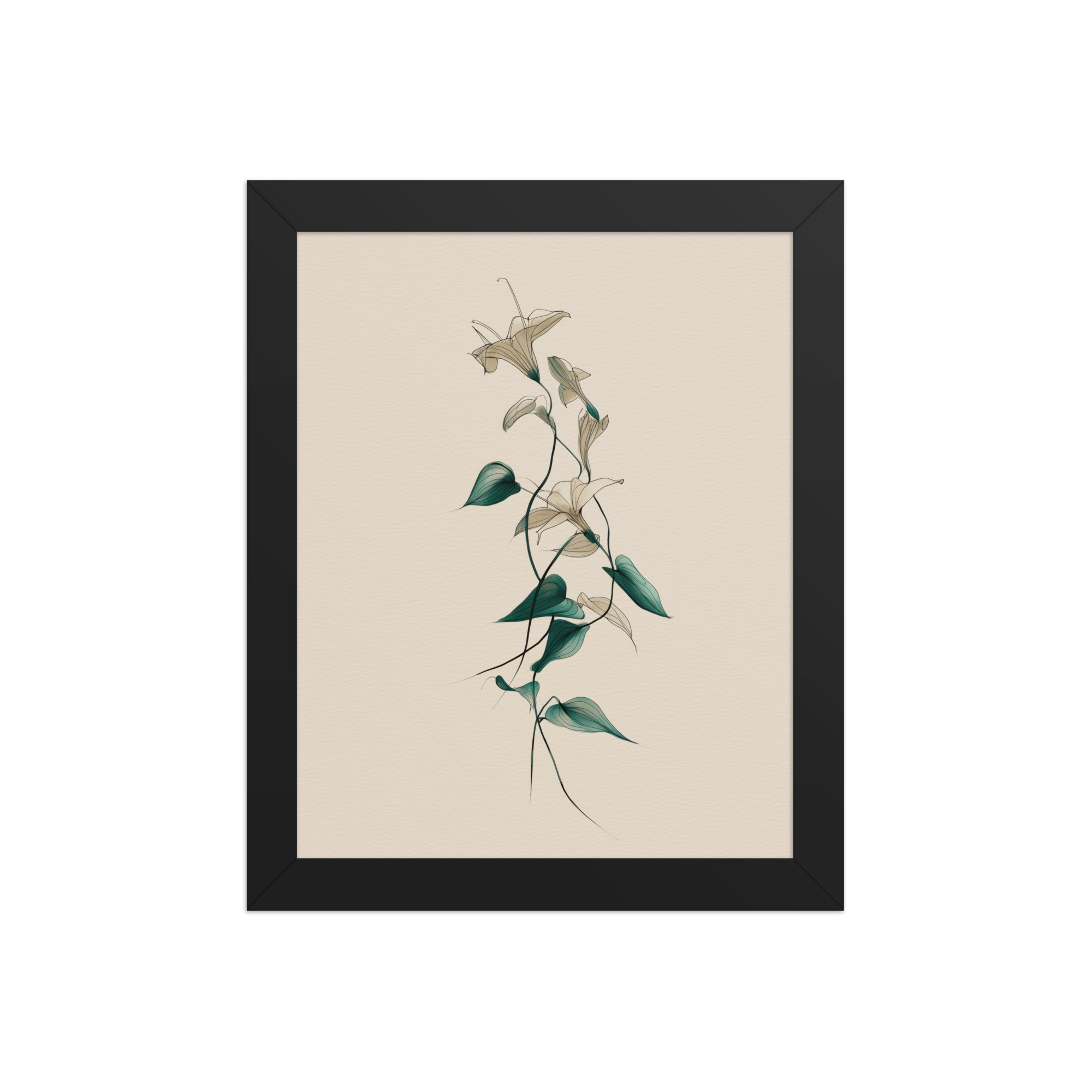 enhanced-matte-paper-framed-poster-in-black-8x10-front-68f91e0a47c59.jpg Lily Flow — Japandi Floral Line-Art Decor Lilies — Framed Poster - Image 2