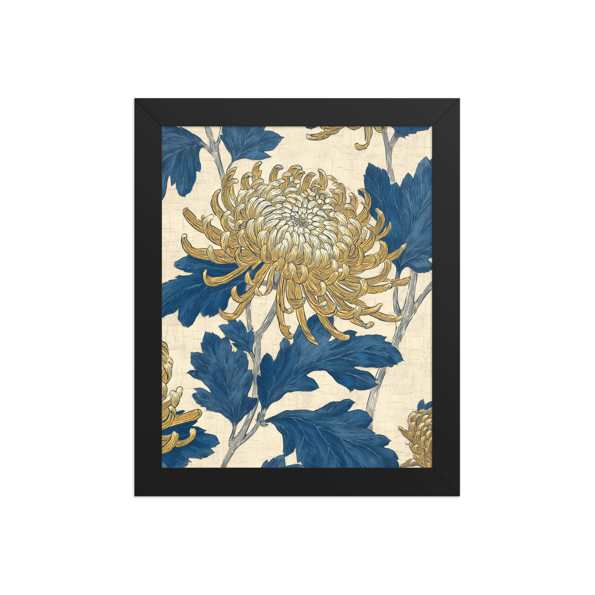 enhanced-matte-paper-framed-poster-in-black-8x10-front-68f9c2d9147ee.jpg Chrysanthemum Pattern — Botanical Wall Art — Framed Poster - Image 2
