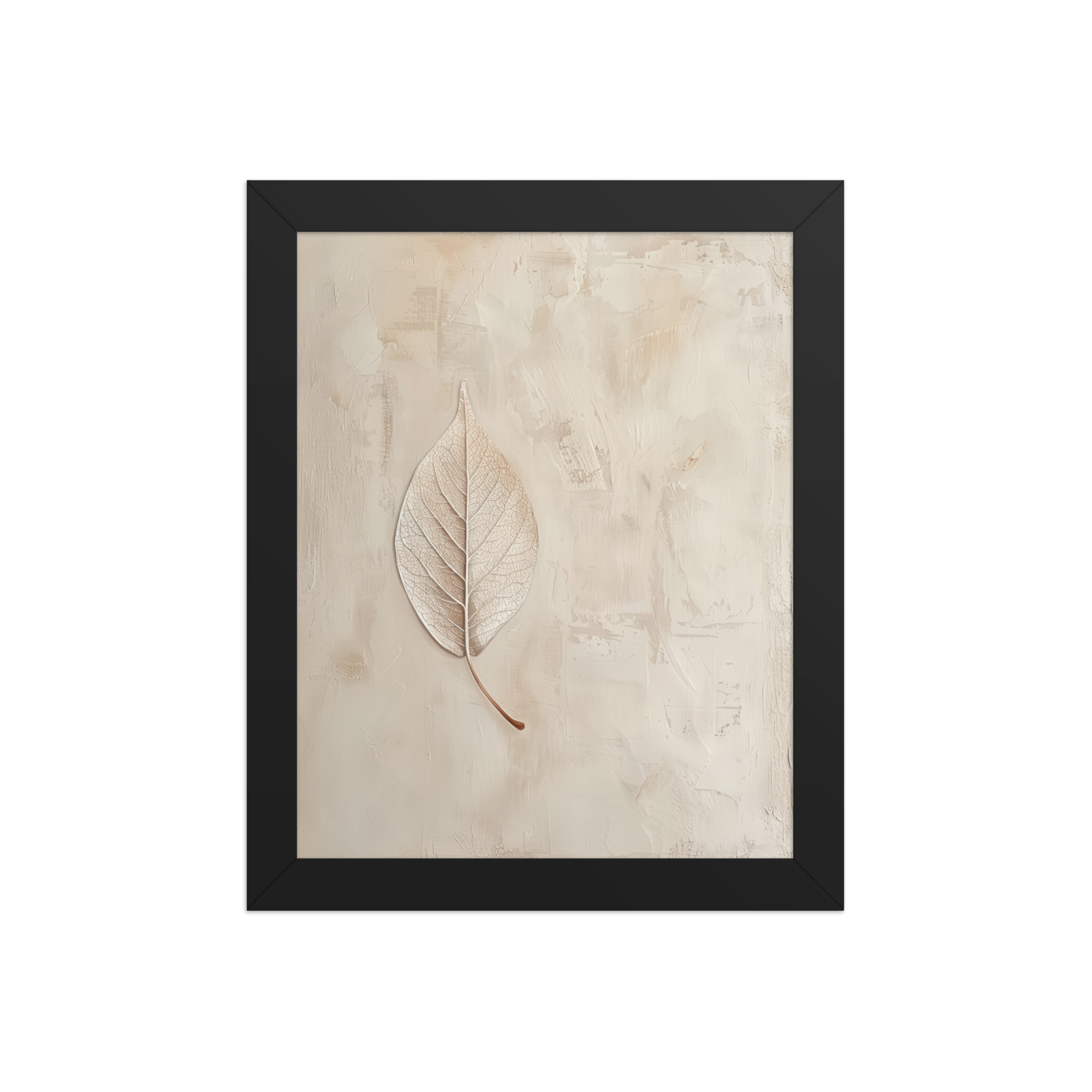 enhanced-matte-paper-framed-poster-in-black-8x10-front-68f9c345b3238.jpg Wabi-Sabi Leaf II — Neutral Textured Botanical Wall Art — Framed Poster - Image 2