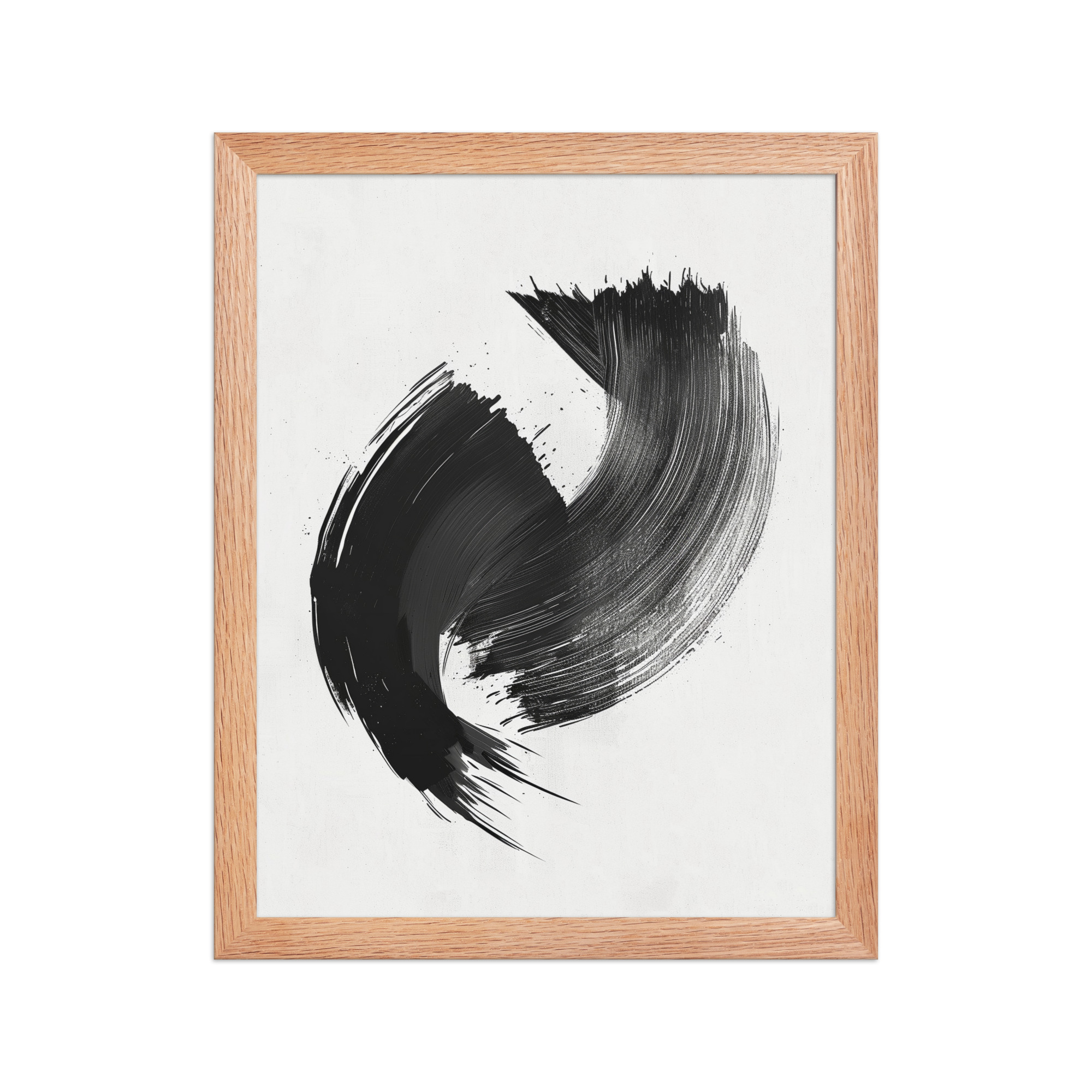 enhanced-matte-paper-framed-poster-in-red-oak-11x14-front-68f88ea6d3ad3.jpg Brushstroke Swirl — Zen Sumi-e Ink Abstract Wall Decor — Framed Poster - Image 8