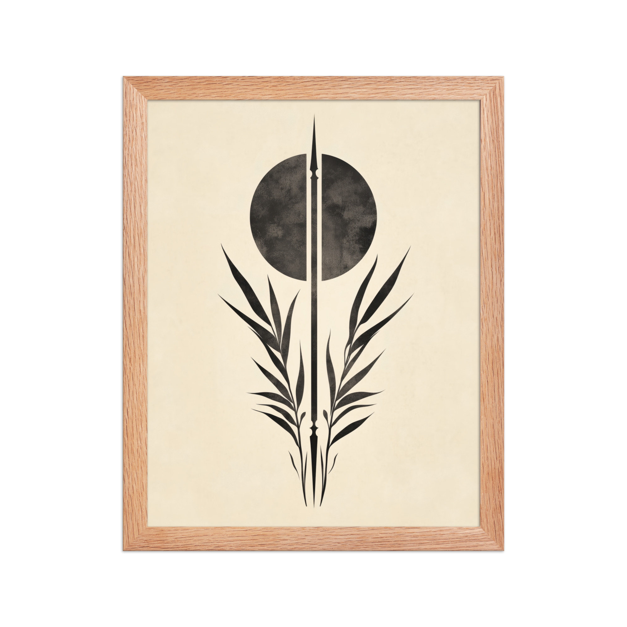 enhanced-matte-paper-framed-poster-in-red-oak-11x14-front-68f89857c779d.jpg Zen Botanical Emblem — Minimal Botanical Ink Wall Art — Framed Poster - Image 7