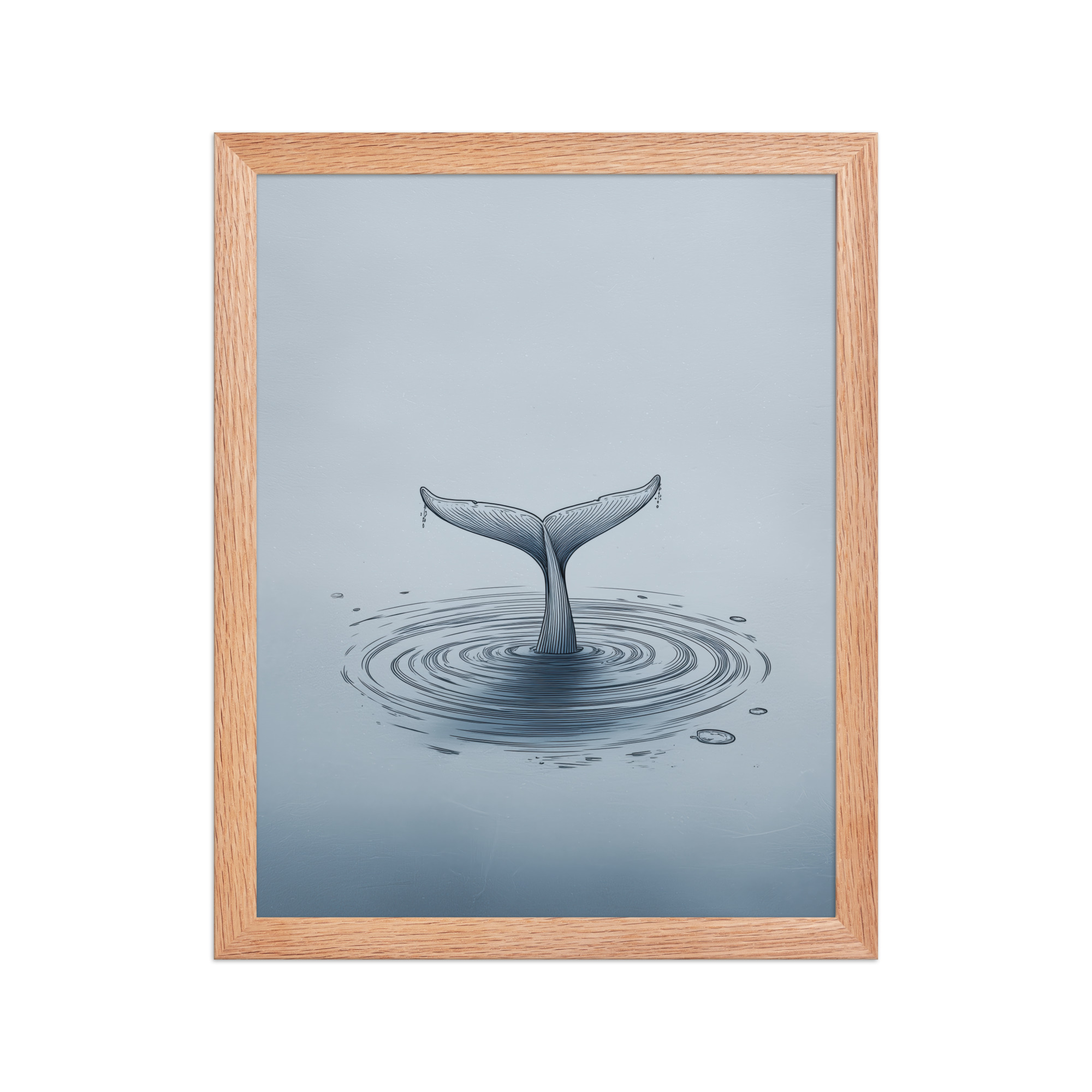enhanced-matte-paper-framed-poster-in-red-oak-11x14-front-68f8b841e1a9c.jpg Ripple Beneath – Whale Tail Surfacing Minimal Ocean Wall Art in Cool Blues — Framed Poster - Image 10