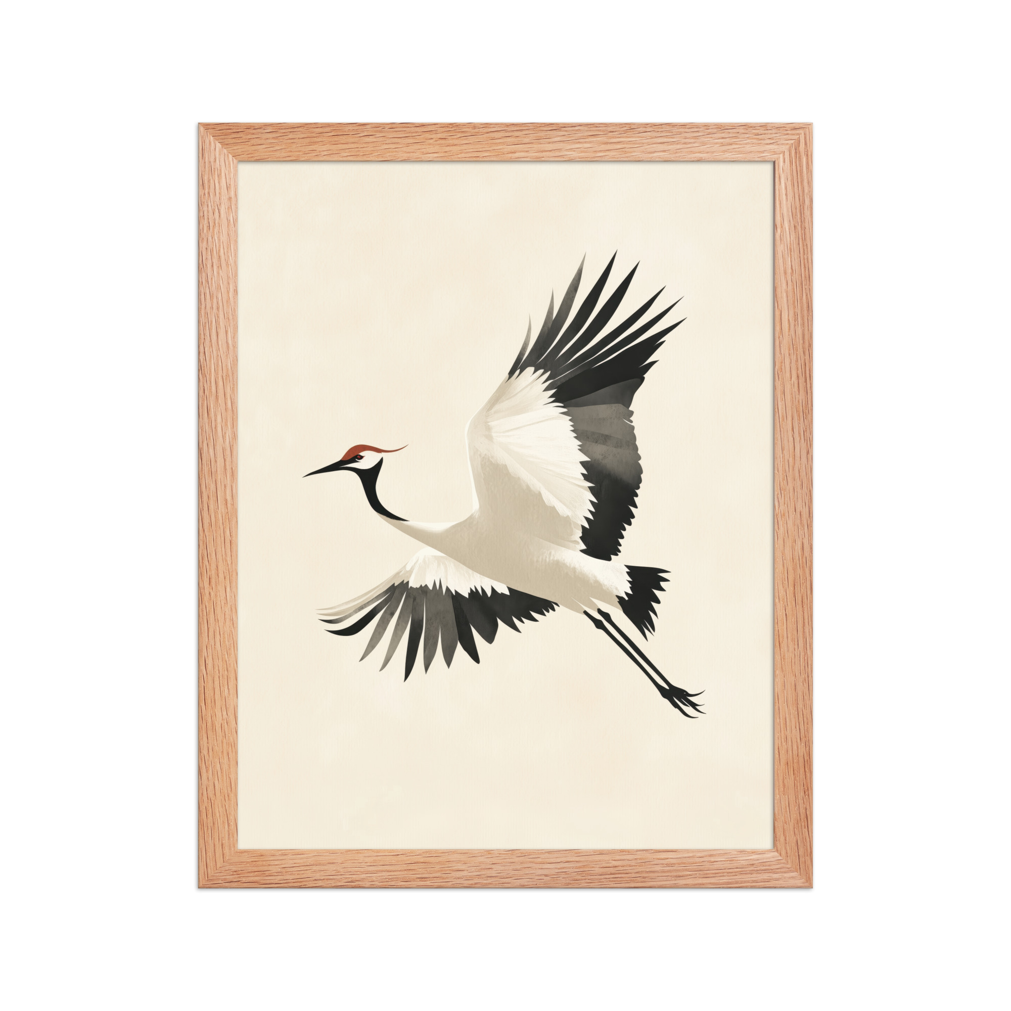 enhanced-matte-paper-framed-poster-in-red-oak-11x14-front-68f90047c9ddc.jpg Graceful Crane in Flight — Red-Crowned Flying Crane Wall Art — Framed Poster - Image 10