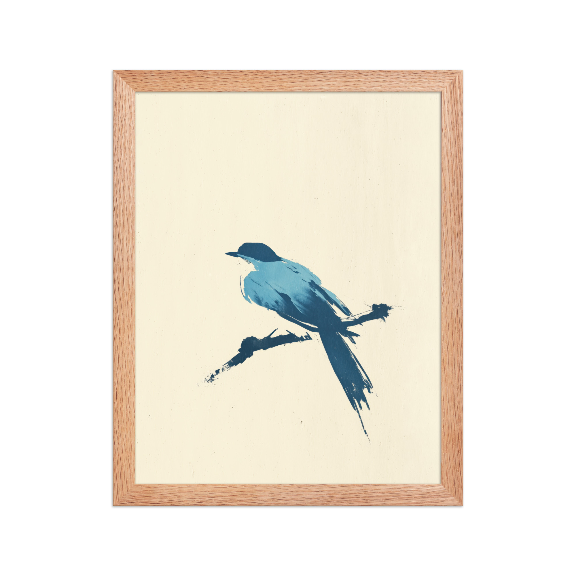 enhanced-matte-paper-framed-poster-in-red-oak-11x14-front-68f906d591e9a.jpg Bluebird Perch — Minimal Brush Bird on Branch Wall Decor — Framed Poster - Image 10