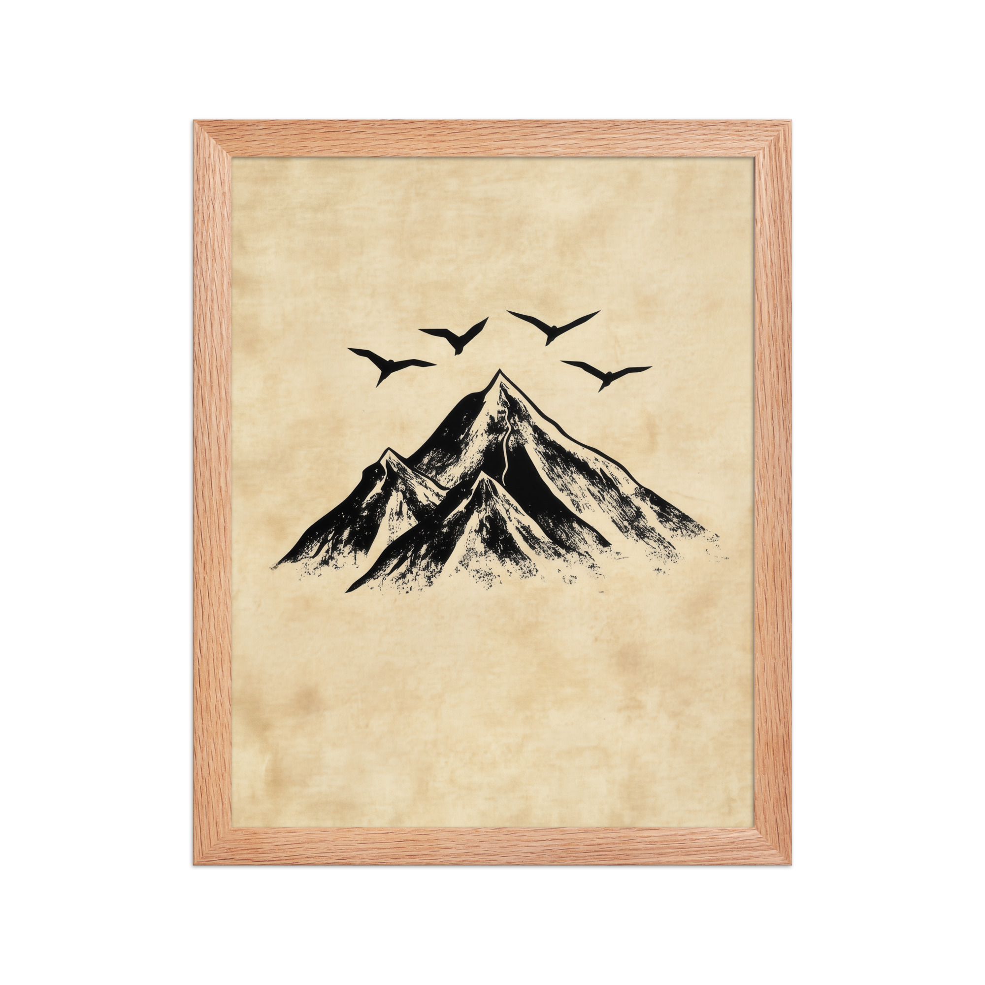 enhanced-matte-paper-framed-poster-in-red-oak-11x14-front-68f91cab2c7cb.jpg Four Peaks in Ink — Mountain Landscape Wall Art — Framed Poster - Image 8