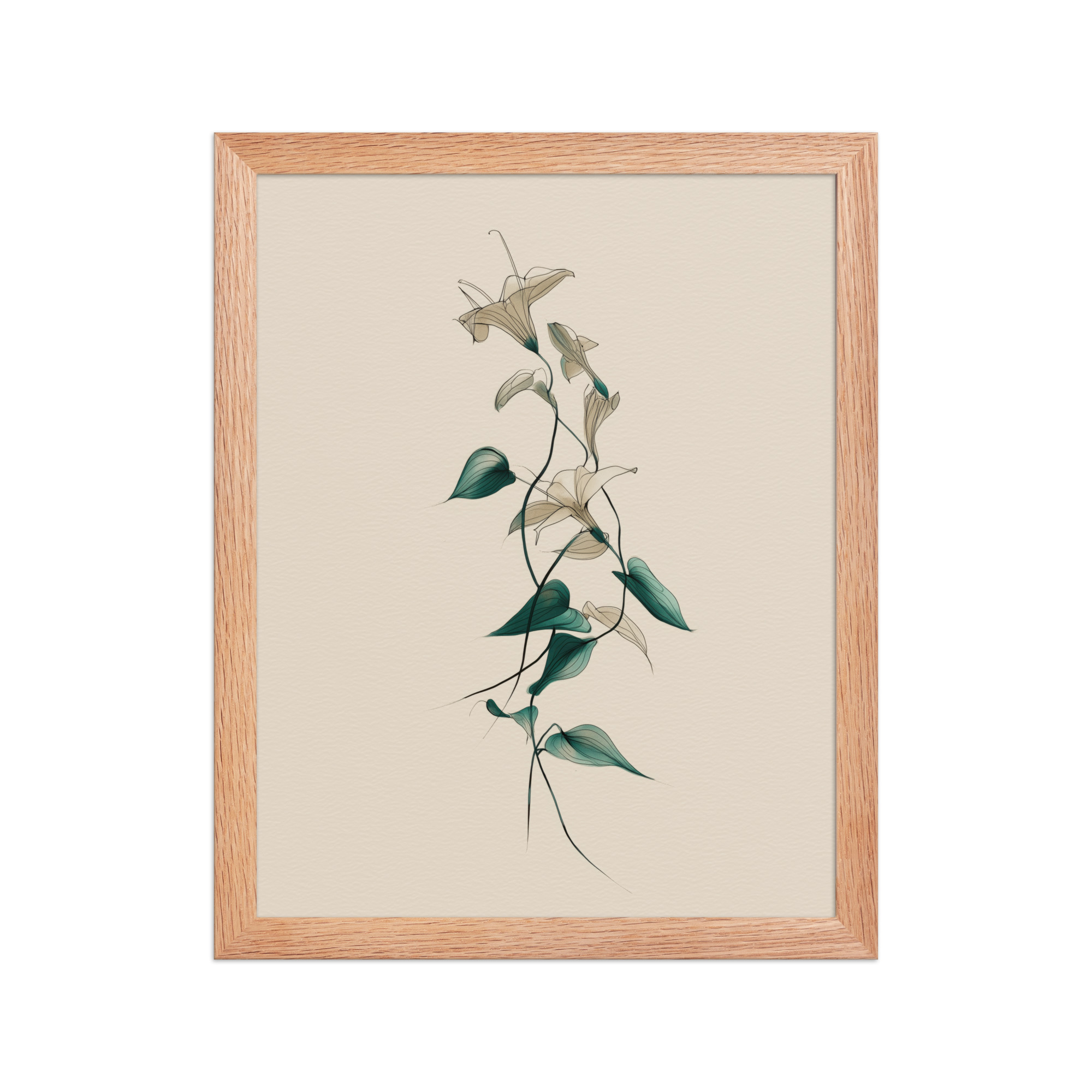 enhanced-matte-paper-framed-poster-in-red-oak-11x14-front-68f91e0a4811d.jpg Lily Flow — Japandi Floral Line-Art Decor Lilies — Framed Poster - Image 10