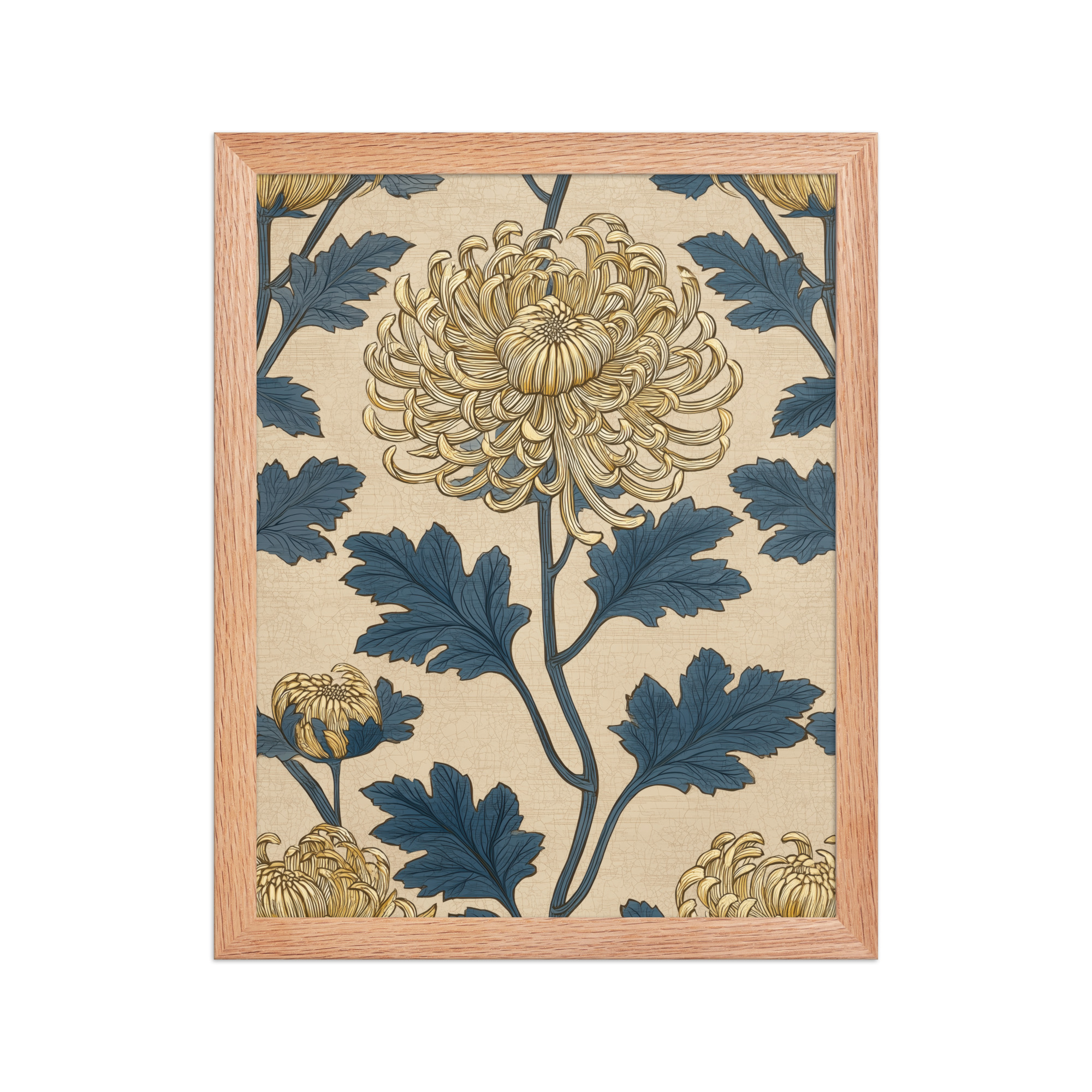 enhanced-matte-paper-framed-poster-in-red-oak-11x14-front-68f91ec4736c3.jpg Golden Chrysanthemum — Blue & Gold Botanical Wall Decor — Framed Poster - Image 10