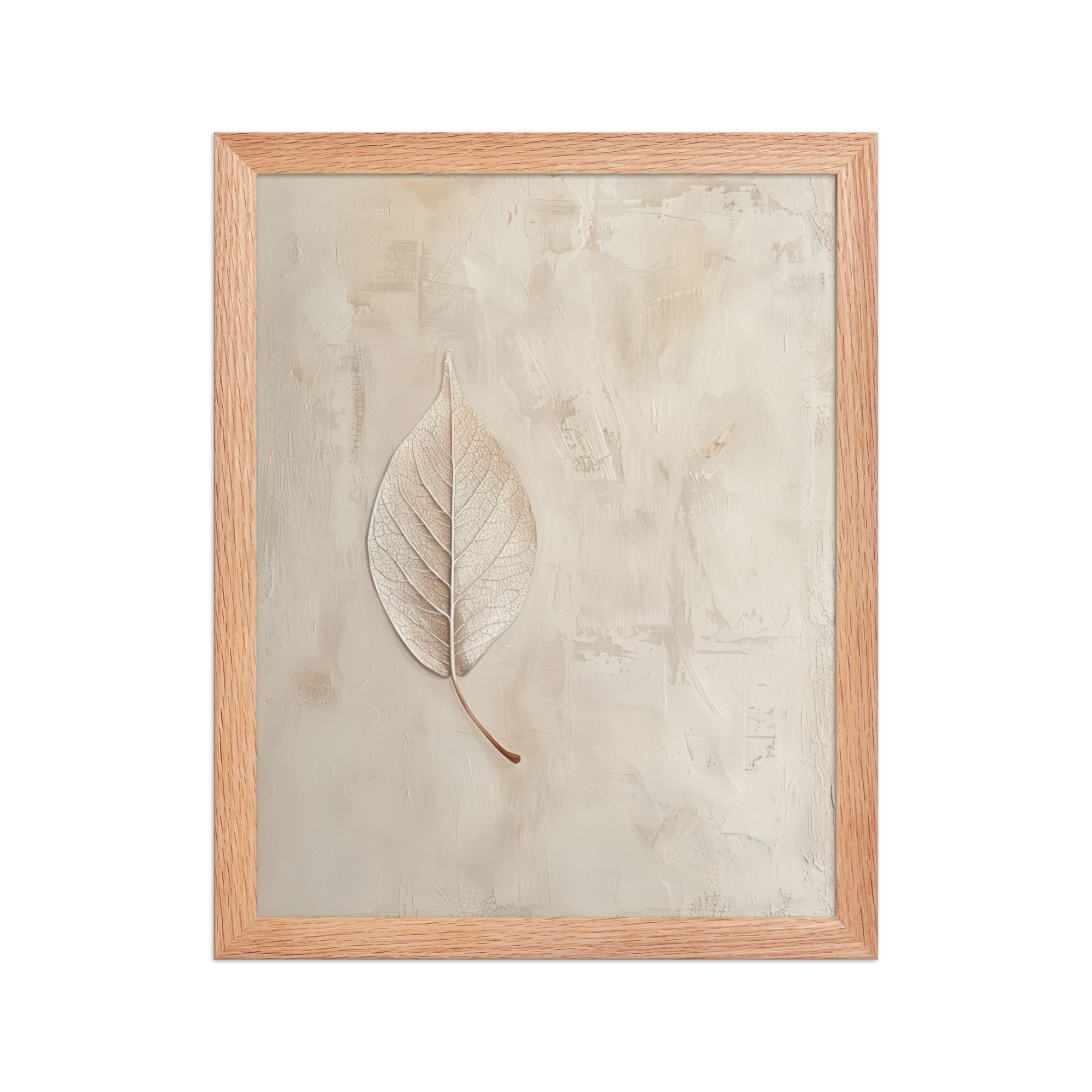 enhanced-matte-paper-framed-poster-in-red-oak-11x14-front-68f9c345b3770.jpg Wabi-Sabi Leaf II — Neutral Textured Botanical Wall Art — Framed Poster - Image 10