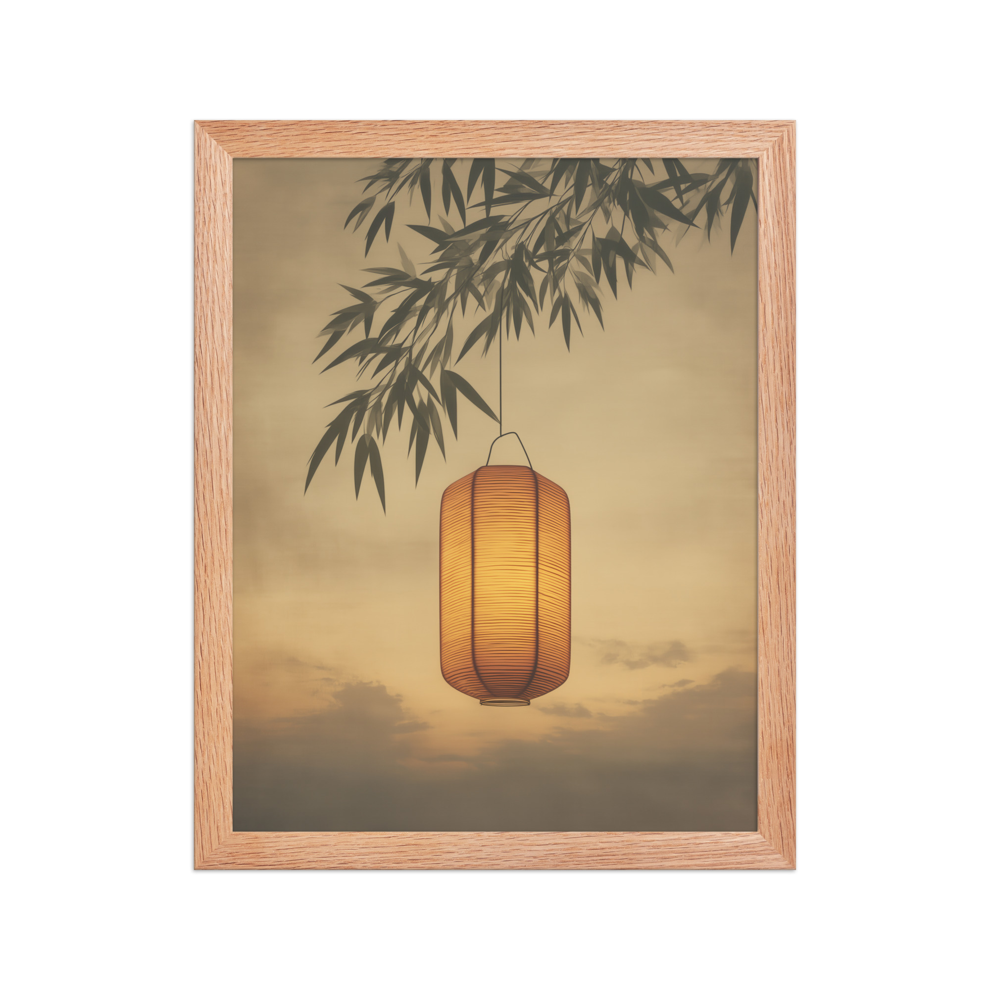 enhanced-matte-paper-framed-poster-in-red-oak-11x14-front-68f9cb4c47219.jpg Lantern Glow — Japanese Lantern Minimal Wall Decor — Framed Poster - Image 8