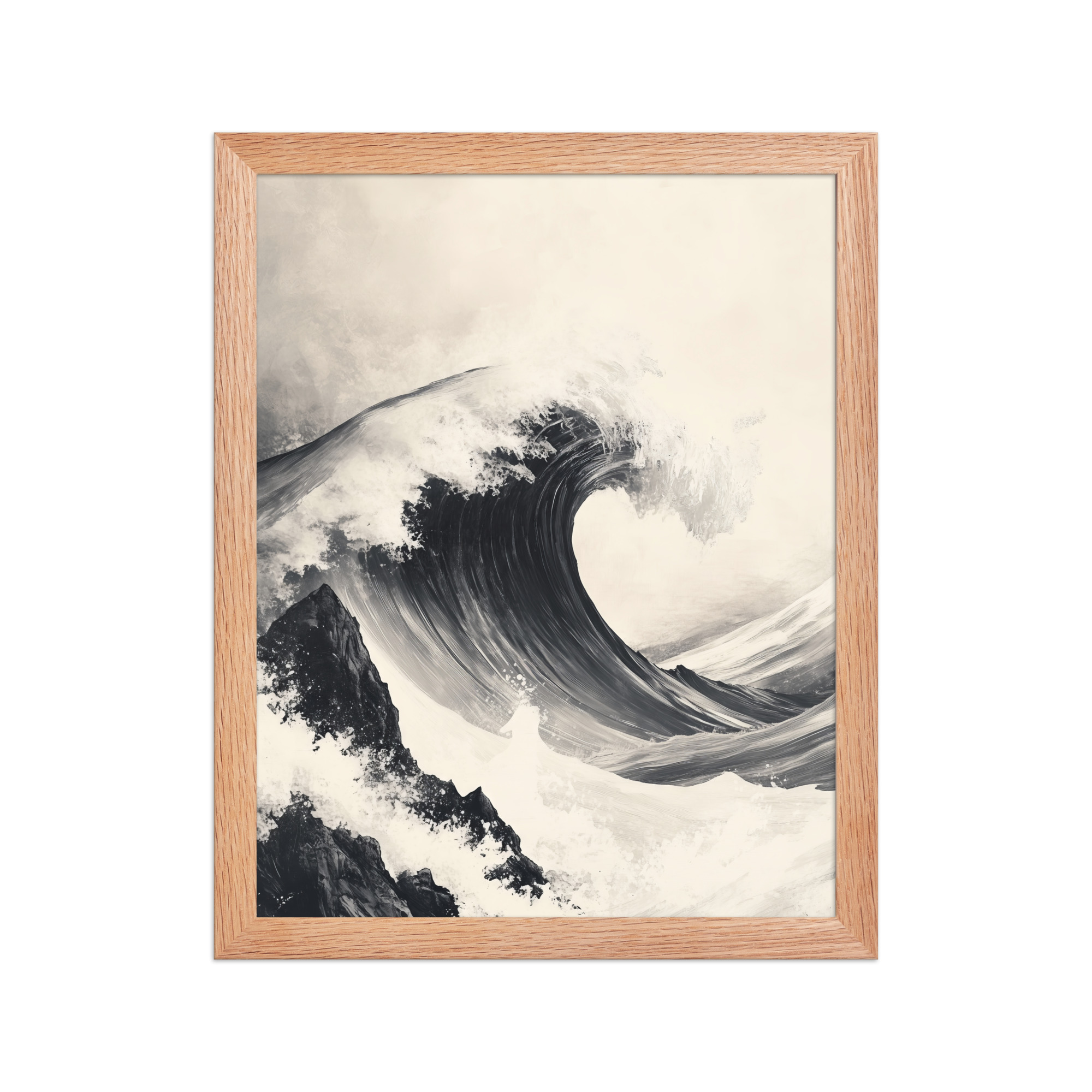 enhanced-matte-paper-framed-poster-in-red-oak-11x14-front-68f9cd956f224.jpg Tidal Harmony — Japanese Wave Minimal Seascape Wall Art — Framed Poster - Image 8