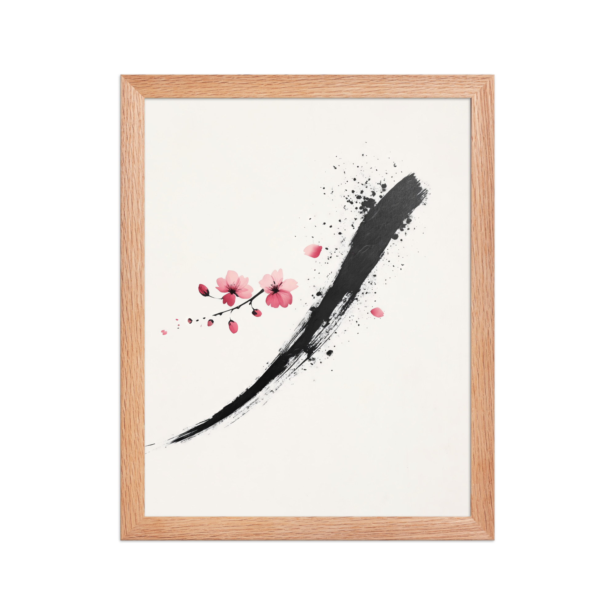 enhanced-matte-paper-framed-poster-in-red-oak-11x14-front-68f9d16193e4a.jpg Zen Blossom Stroke — Minimal Cherry Blossom Sumi-e Brush Wall Art — Framed Poster - Image 6