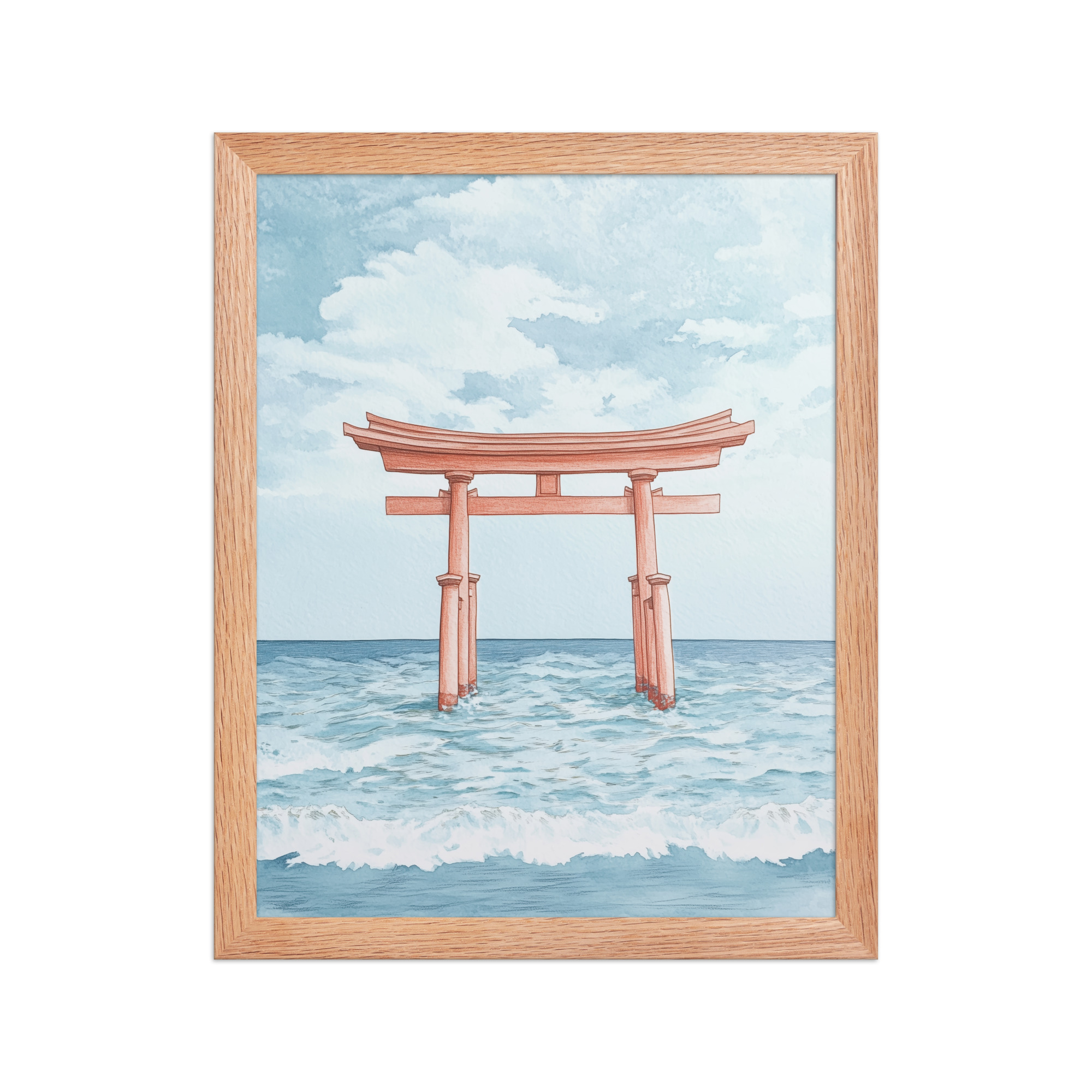 enhanced-matte-paper-framed-poster-in-red-oak-11x14-front-68f9d2fccec0b.jpg Torii Gate Waves — Coastal Shinto Shrine Wall Decor — Framed Poster - Image 10