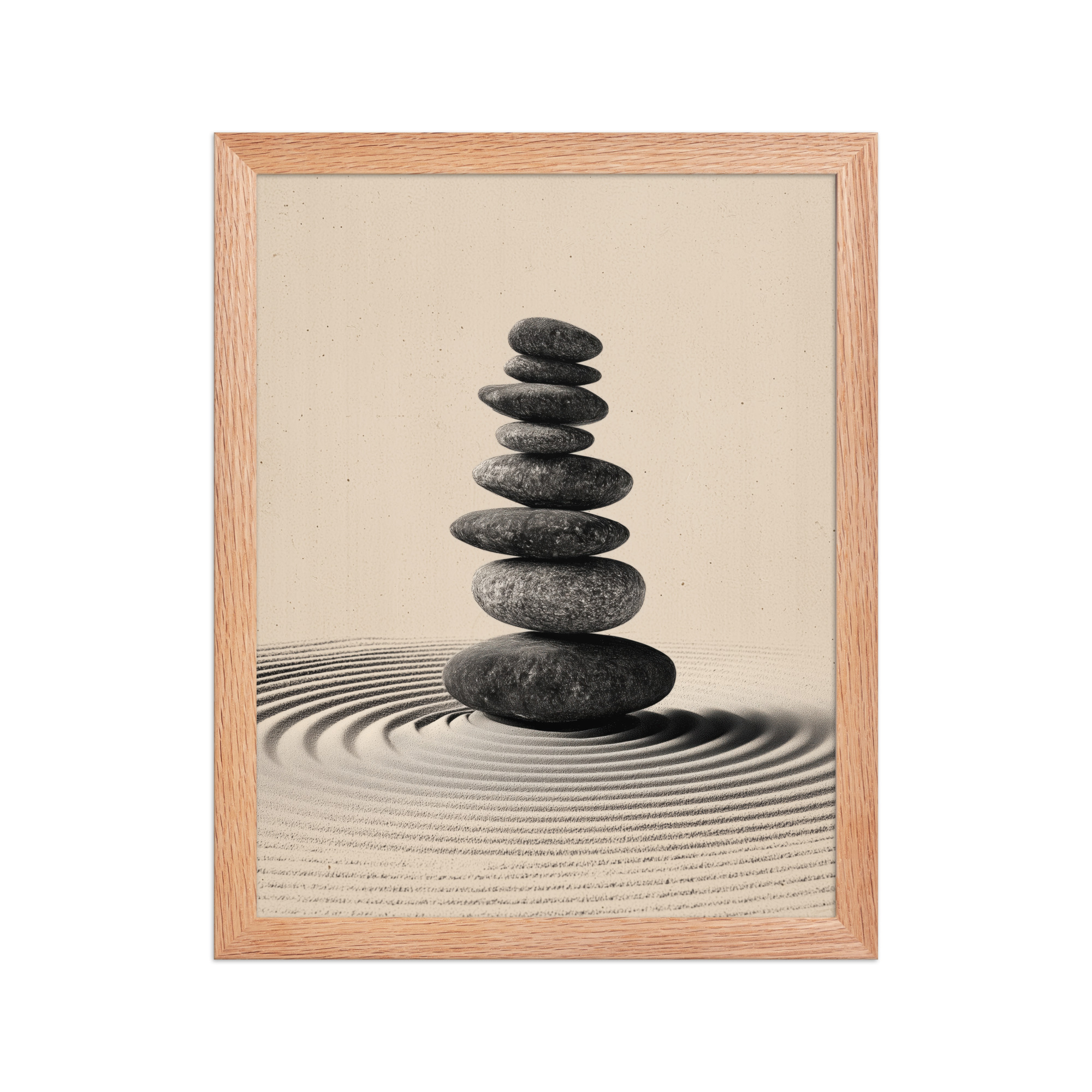 enhanced-matte-paper-framed-poster-in-red-oak-11x14-front-68f9e460c00fb.jpg Balanced Stillness – Stacked Stones I Neutral Zen Stones Wall Art – Framed Poster - Image 10