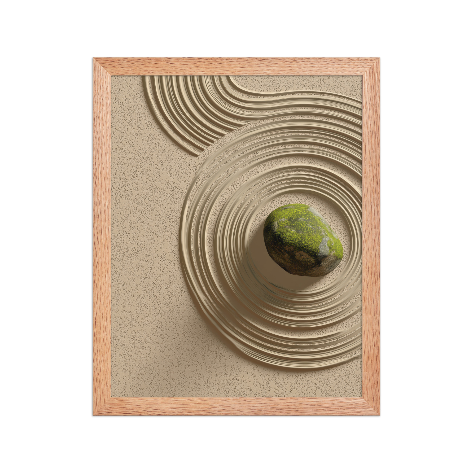 enhanced-matte-paper-framed-poster-in-red-oak-11x14-front-68f9e5b7c7654.jpg Zen Garden Harmony – Moss Stone I Minimal Wall Art – Framed Poster - Image 9