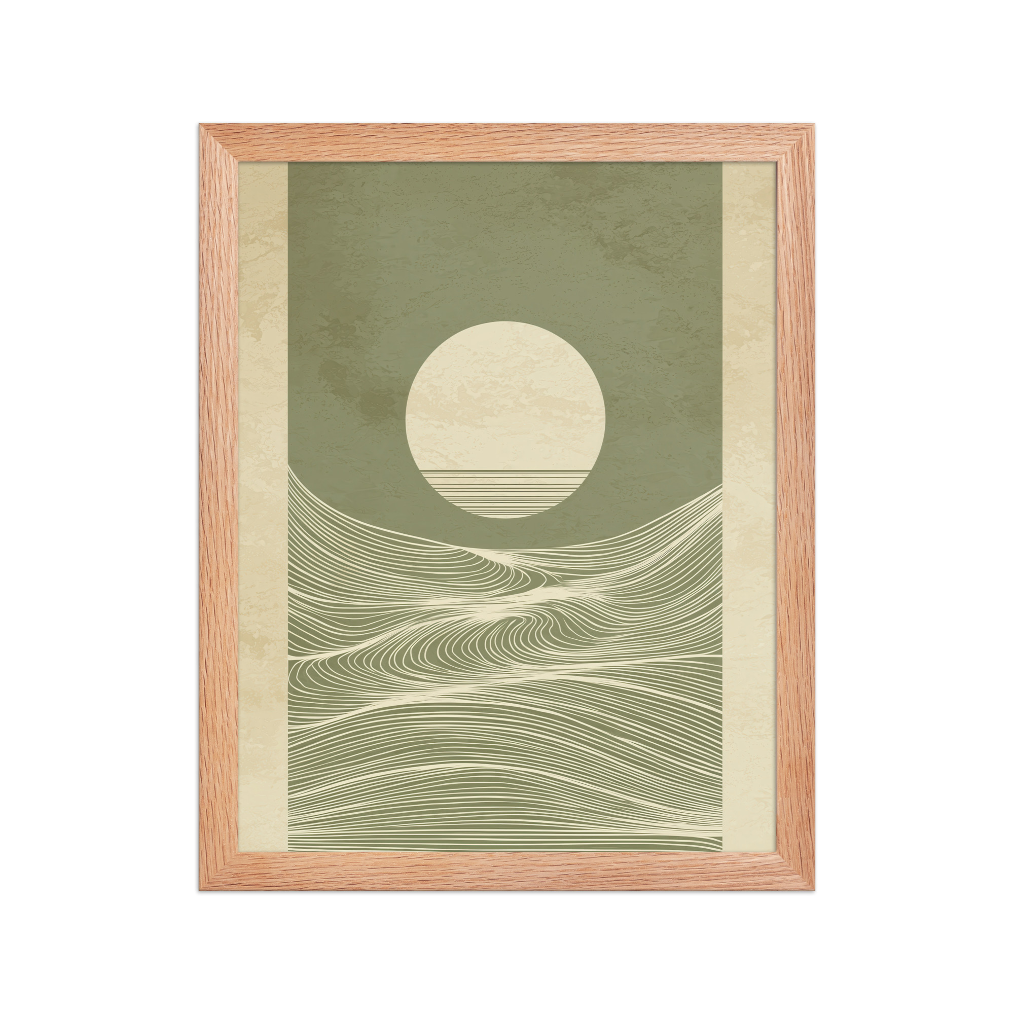 enhanced-matte-paper-framed-poster-in-red-oak-11x14-front-68f9f96705986.jpg Calm Currents and Rising Light — Minimalist Sun With Landscape Lines Wall Art — Framed Poster - Image 8