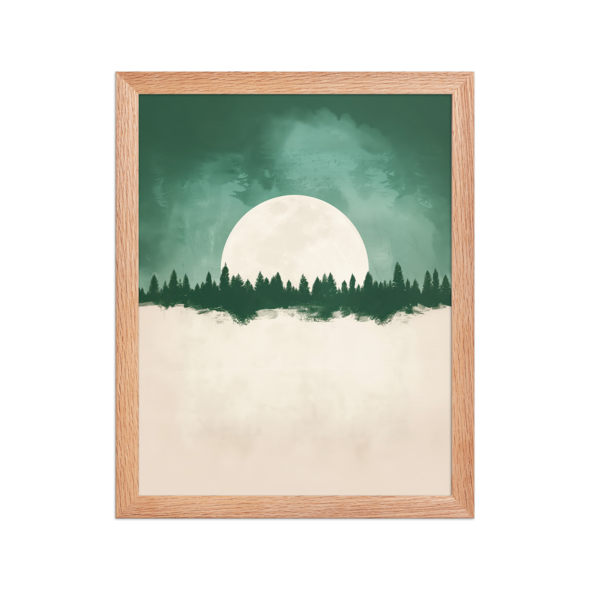 enhanced-matte-paper-framed-poster-in-red-oak-11x14-front-68f9fe4f648c4.jpg Forest Glow Under a Full Moon — Minimal Landscape Wall Decor — Framed Poster - Image 8