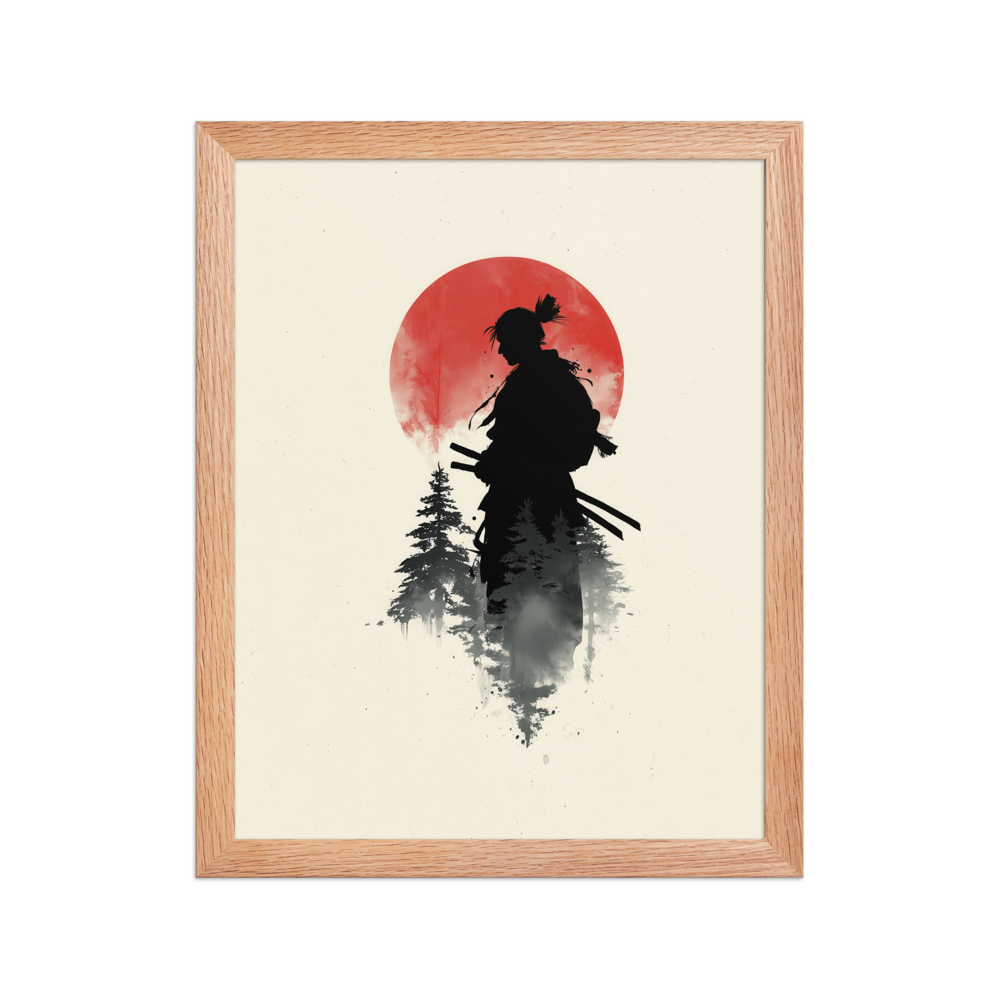 enhanced-matte-paper-framed-poster-in-red-oak-11x14-front-68fa15d359317.jpg Silent Watch Samurai II – Minimalist Japandi Samurai Minimal Japanese Decor – Framed Poster - Image 10