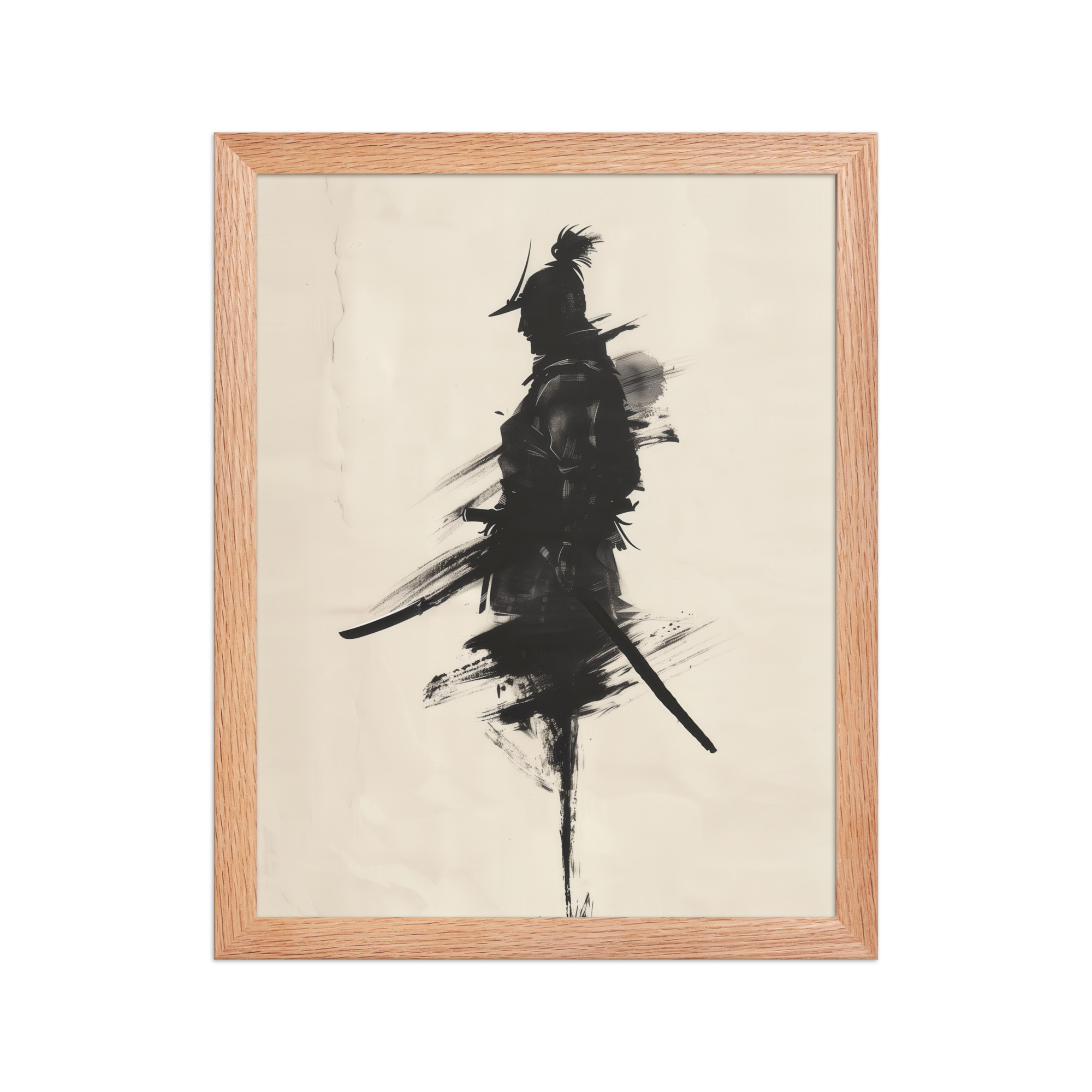 enhanced-matte-paper-framed-poster-in-red-oak-11x14-front-68fa1703529ca.jpg Shadowed Warrior – Sumi-e Silhouette of a Lone Samurai Wall Decor – Framed Poster - Image 10