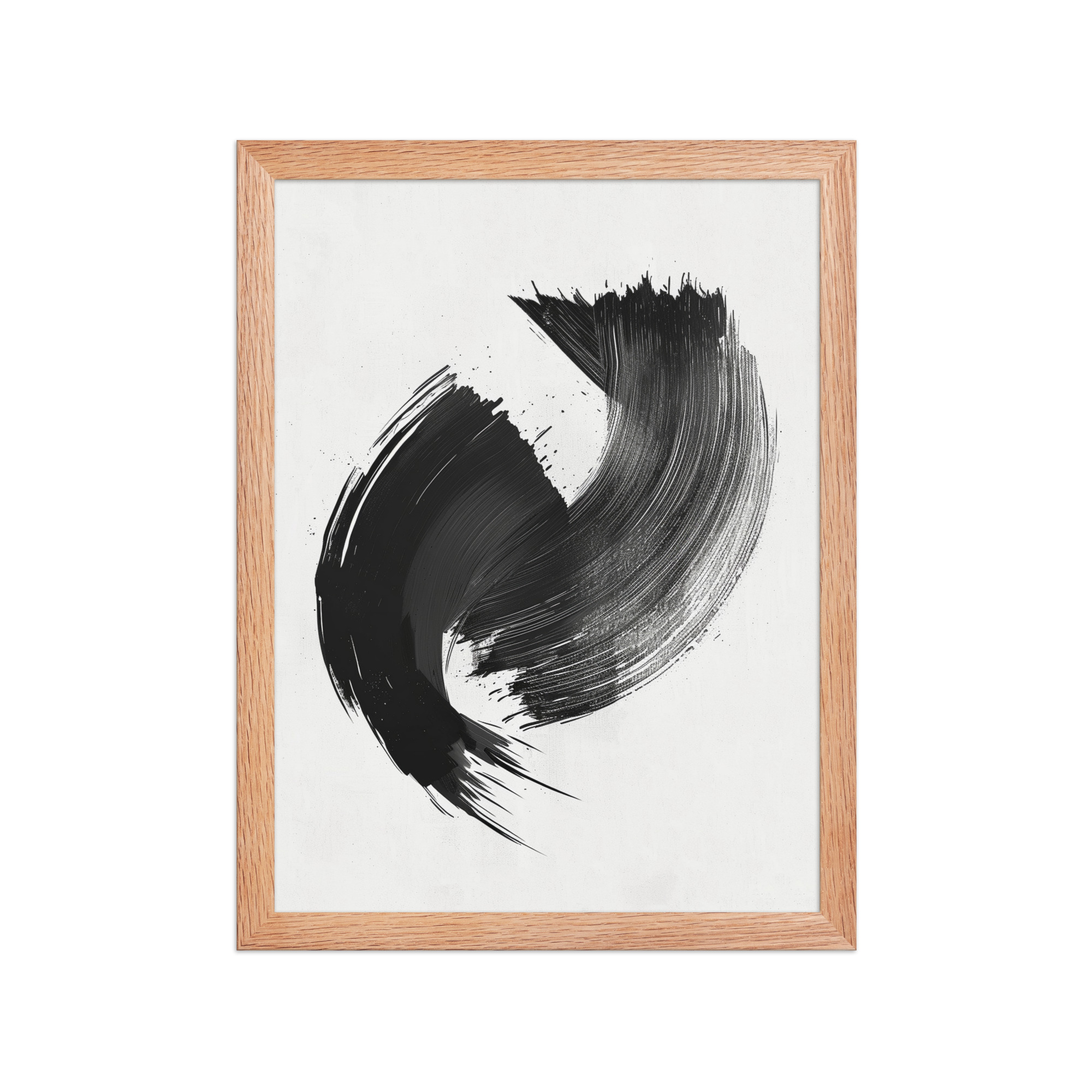 enhanced-matte-paper-framed-poster-in-red-oak-12x16-front-68f88ea6d3b6b.jpg Brushstroke Swirl — Zen Sumi-e Ink Abstract Wall Decor — Framed Poster - Image 9