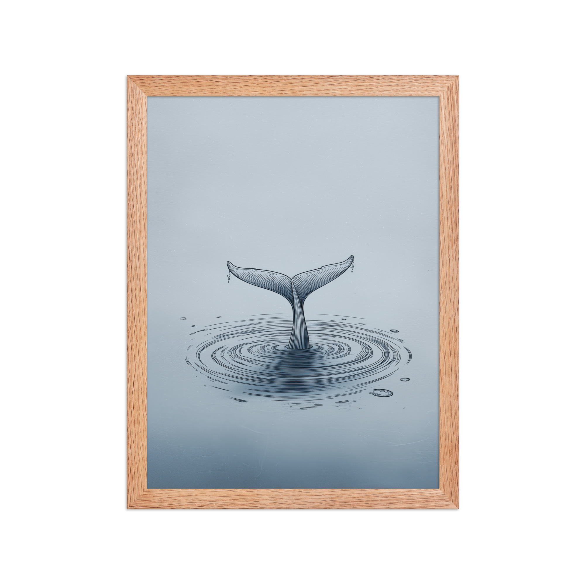 enhanced-matte-paper-framed-poster-in-red-oak-12x16-front-68f8b841e1b1d.jpg Ripple Beneath – Whale Tail Surfacing Minimal Ocean Wall Art in Cool Blues — Framed Poster - Image 11